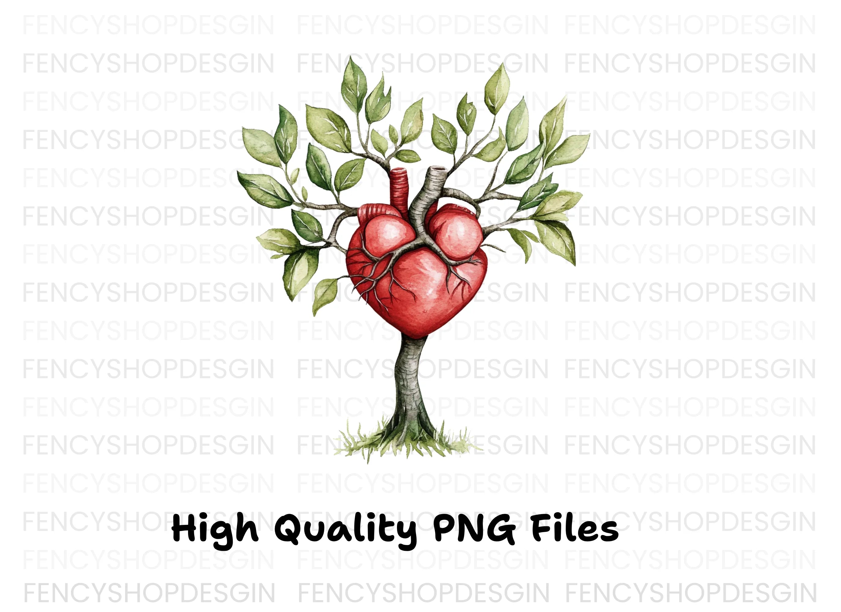 Anatomical Heart Tree Clipart Bundle
