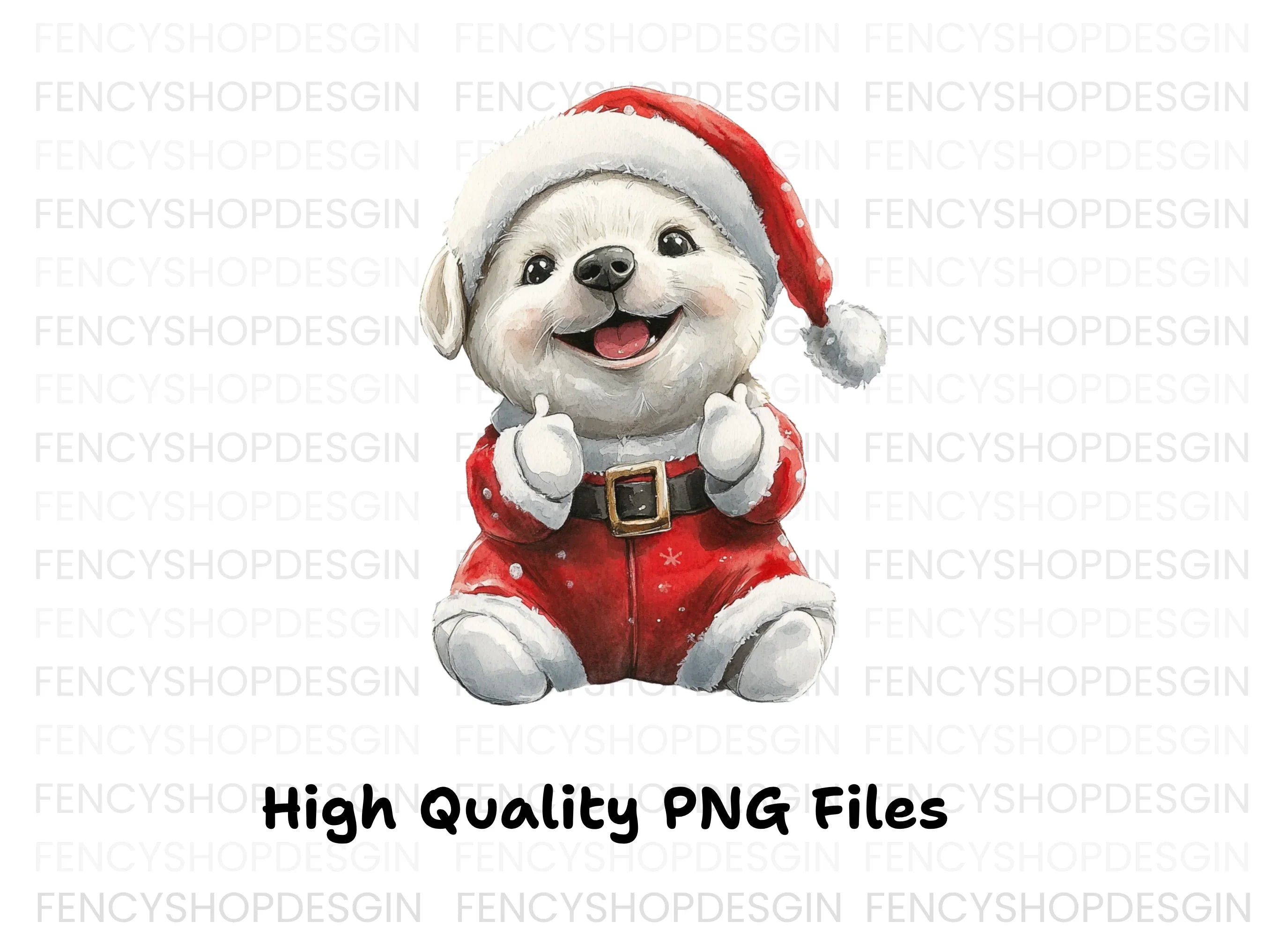 Cute Puppy Santa Christmas Clipart Bundle