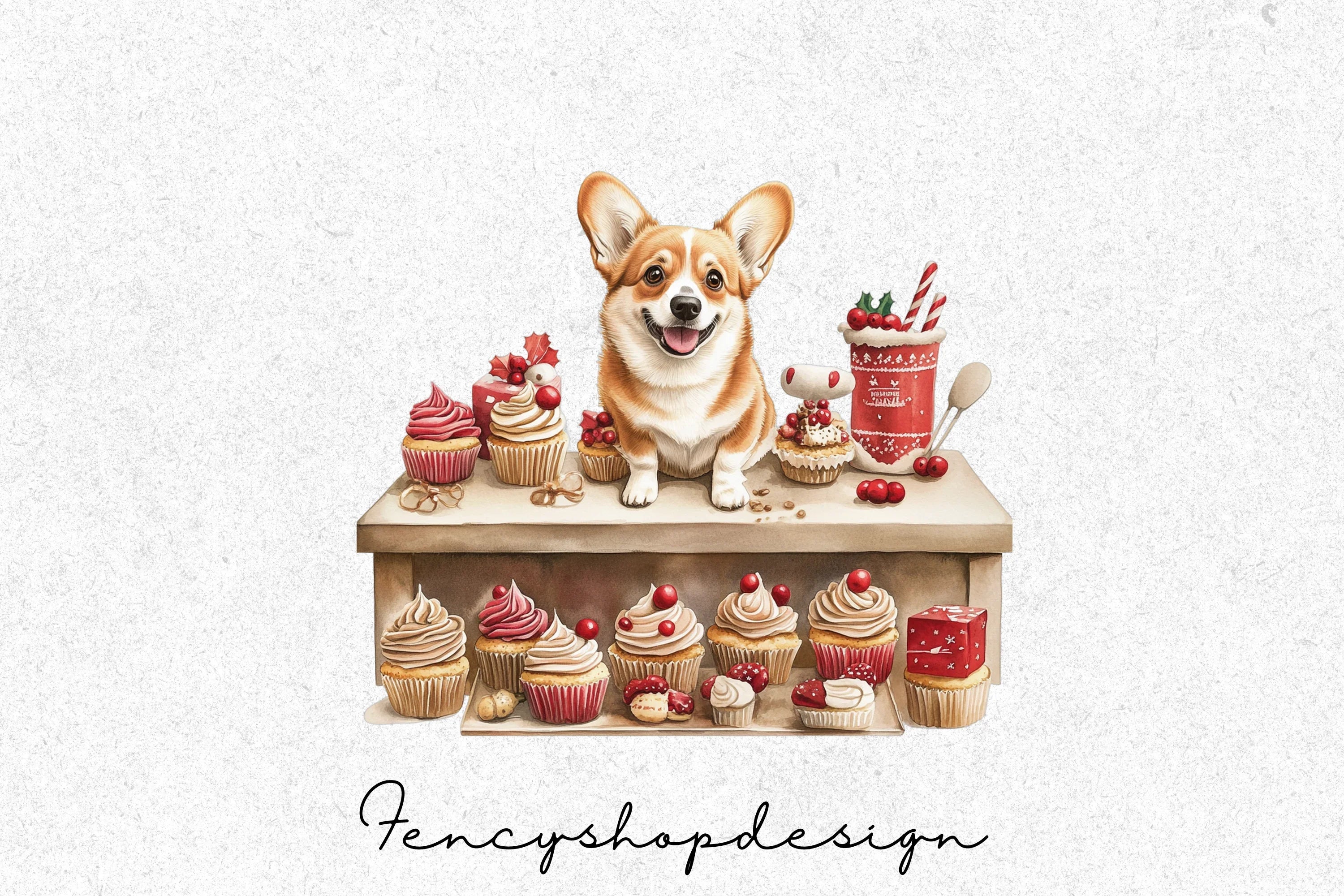 Christmas Bakery Corgi Clipart Bundle