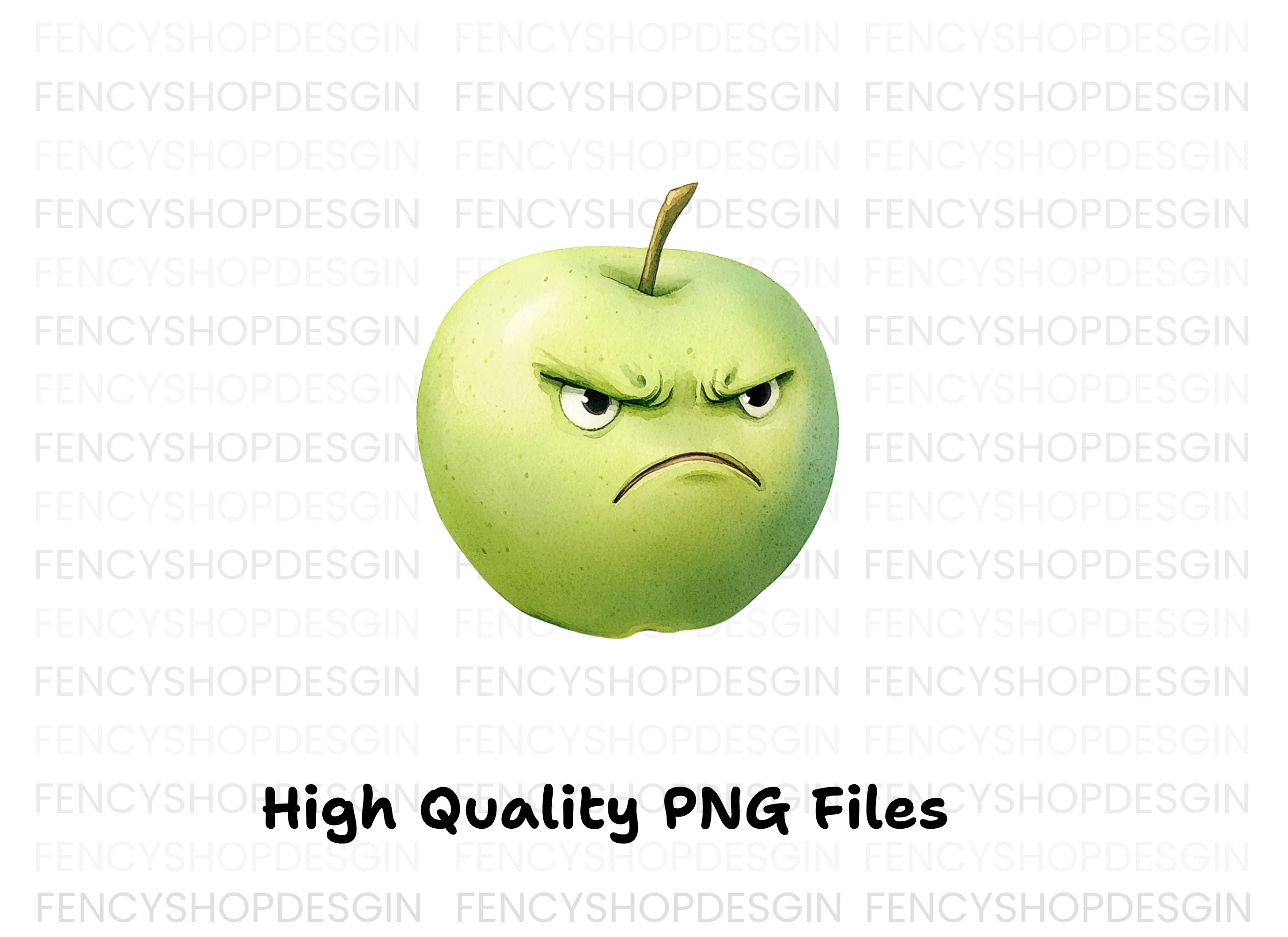 Grumpy Green Apple Clipart Bundle