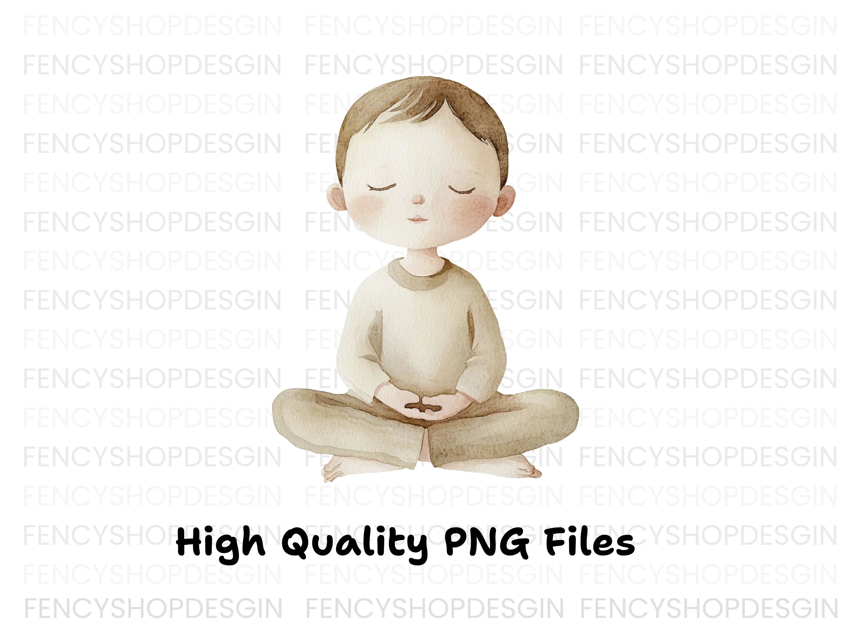 Meditating Boy Serenity Clipart Bundle
