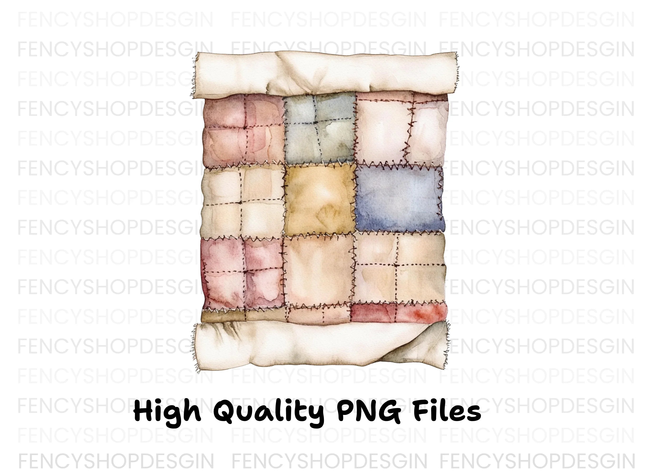 Hand Stitched Patchwork Quilt Clipart Bundle