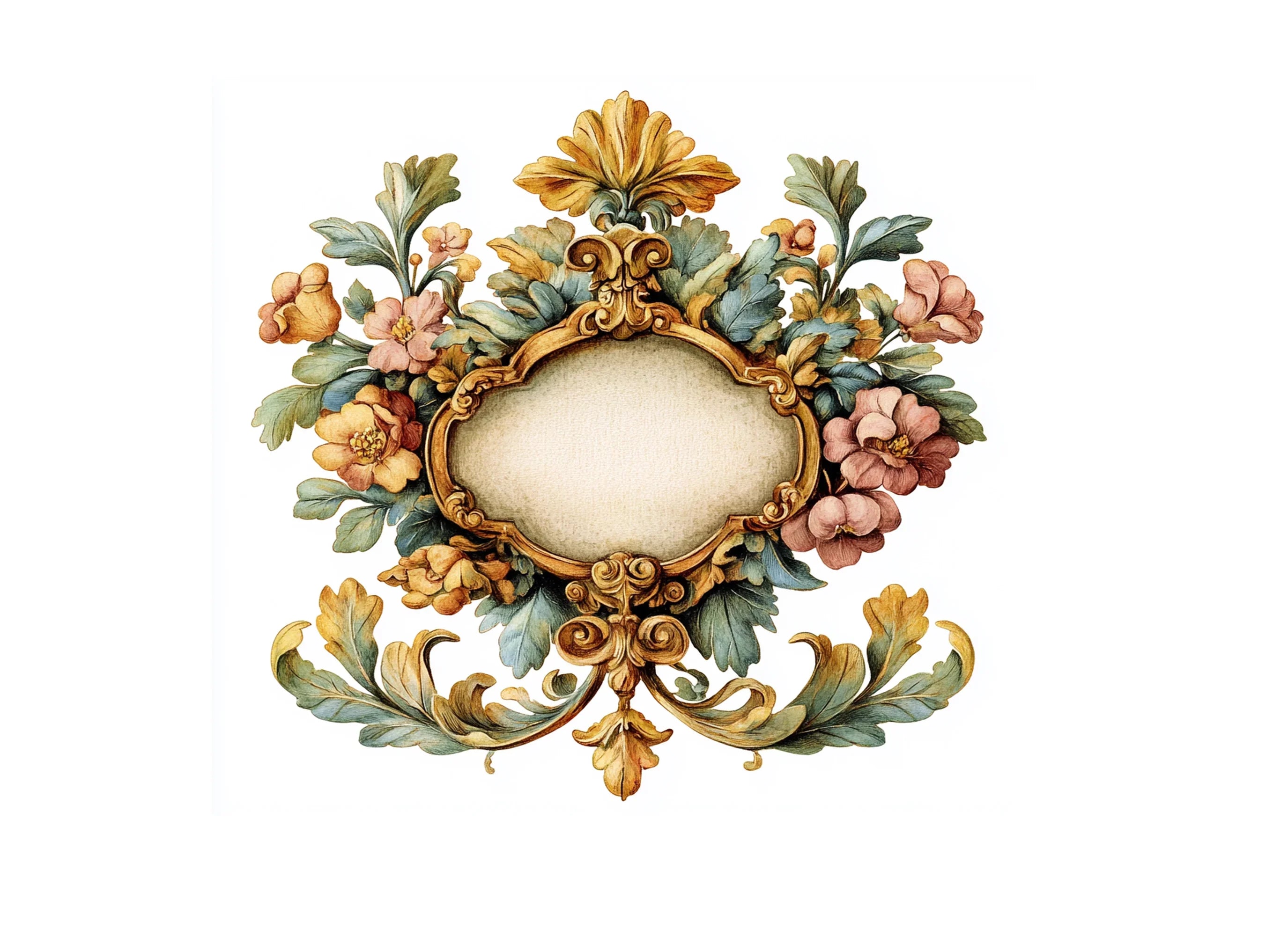 Ornate Floral Frame Clipart Bundle