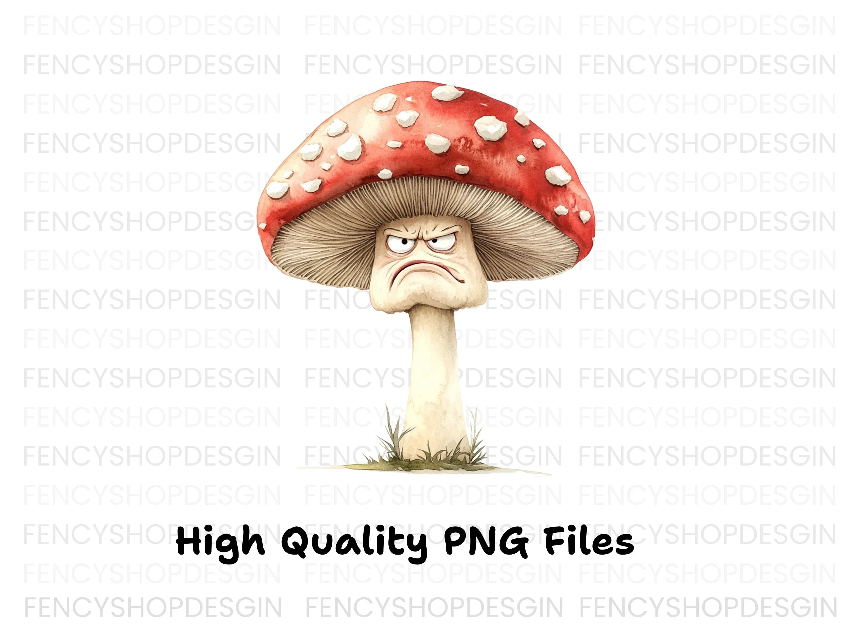 Angry Mushroom Character Clipart Bundle