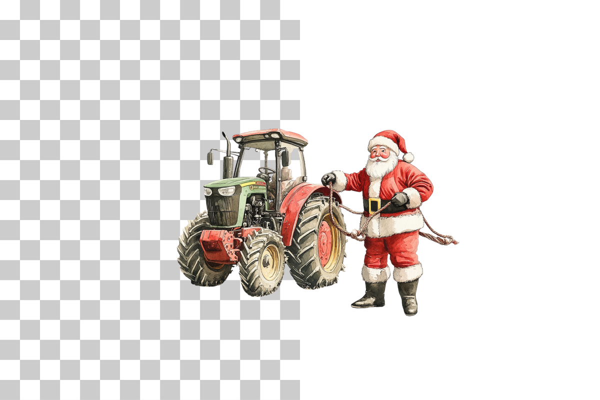 Festive Santa Tractor Farm Christmas Clipart Bundle