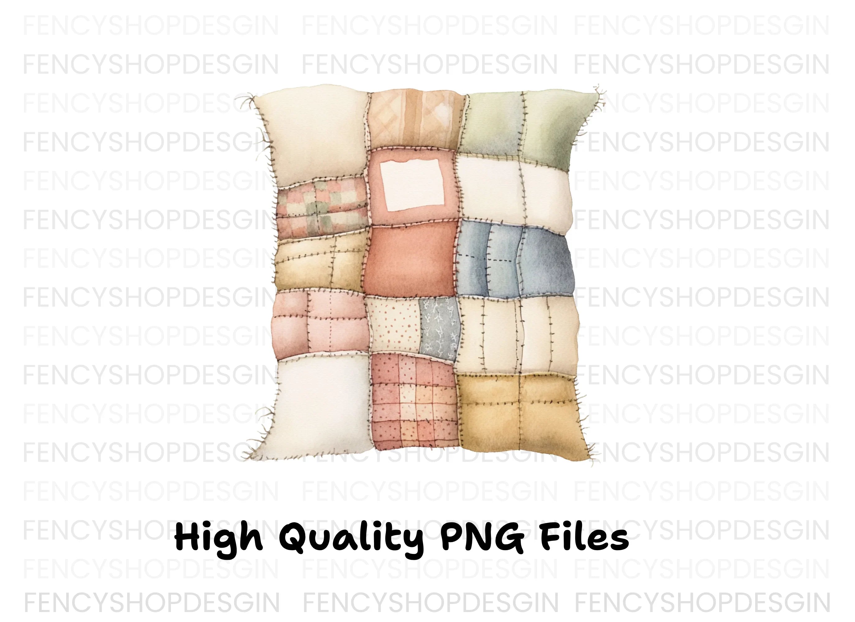 Patchwork Quilt Pillow Clipart Bundle