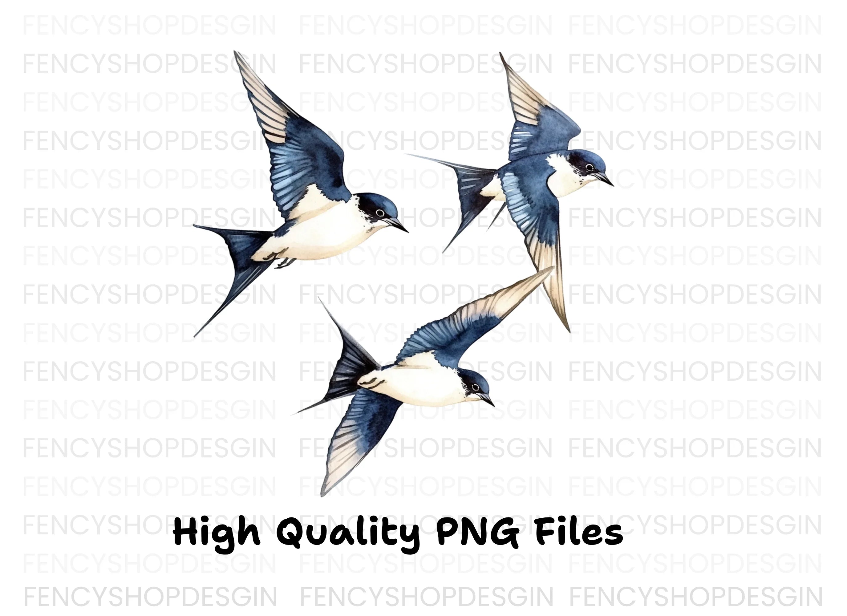 Flying Swallows Clipart Bundle