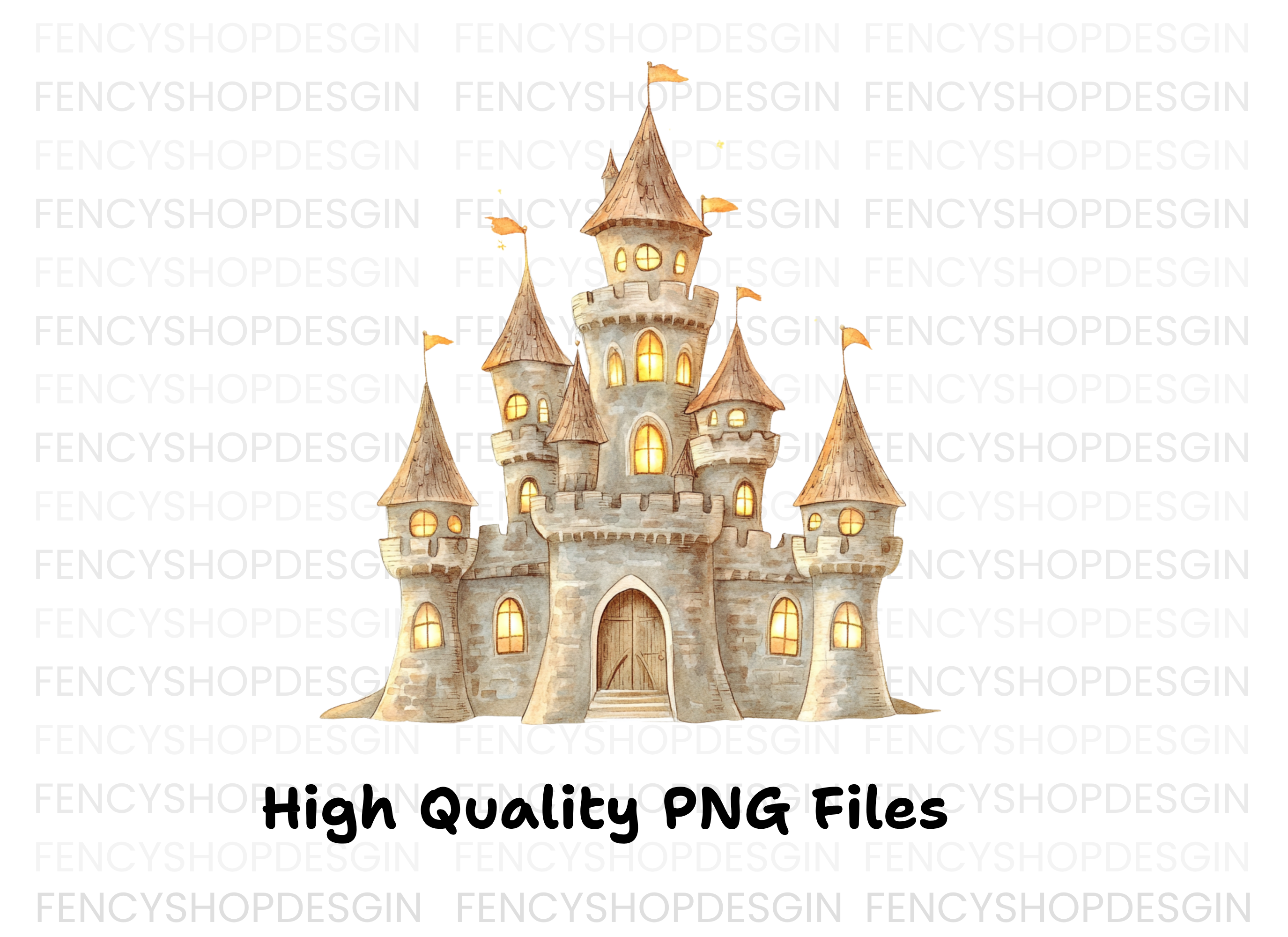 Whimsical Brown Castle Clipart Bundle