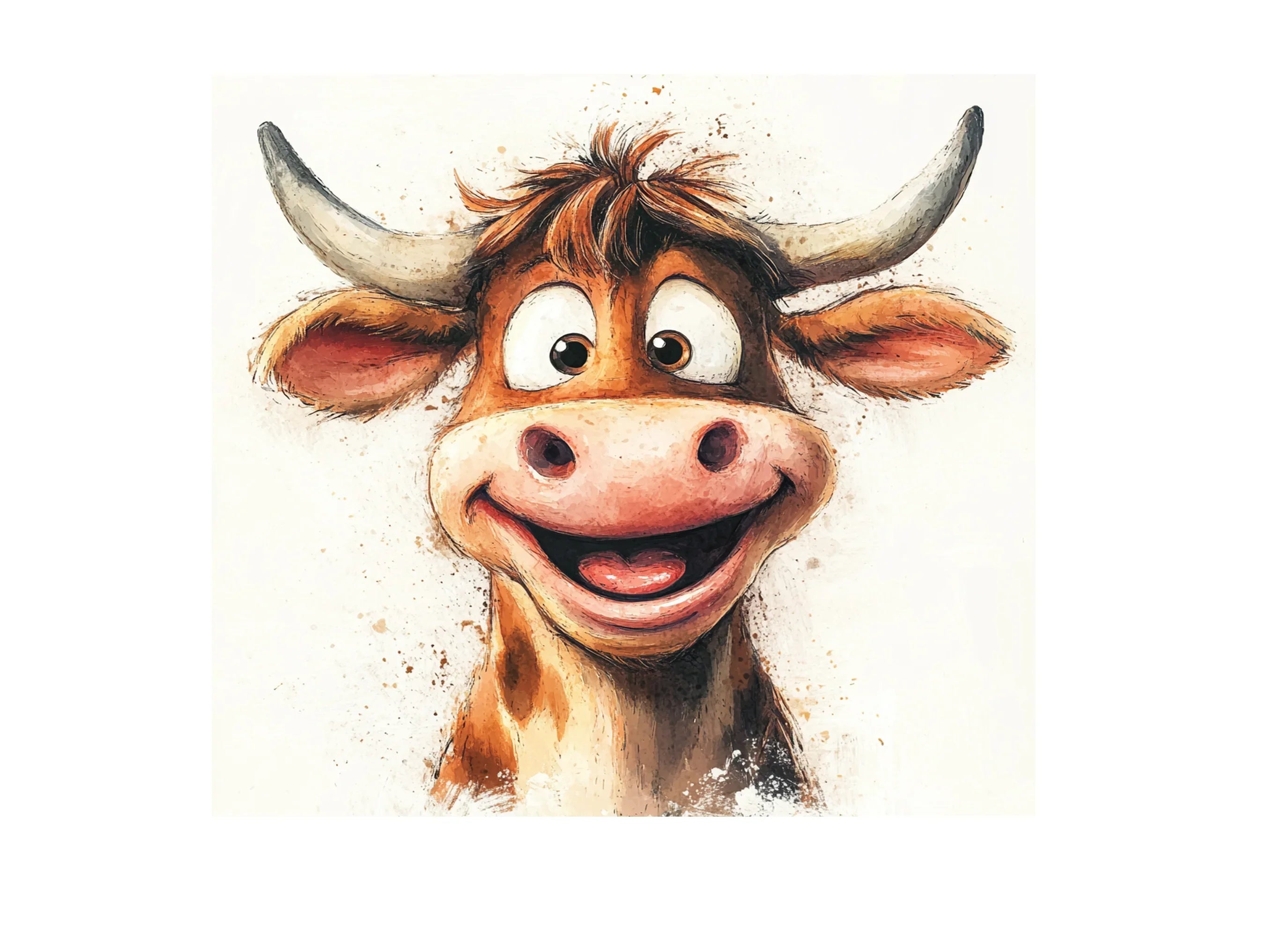 Happy Cartoon Cow Face Clipart Bundle