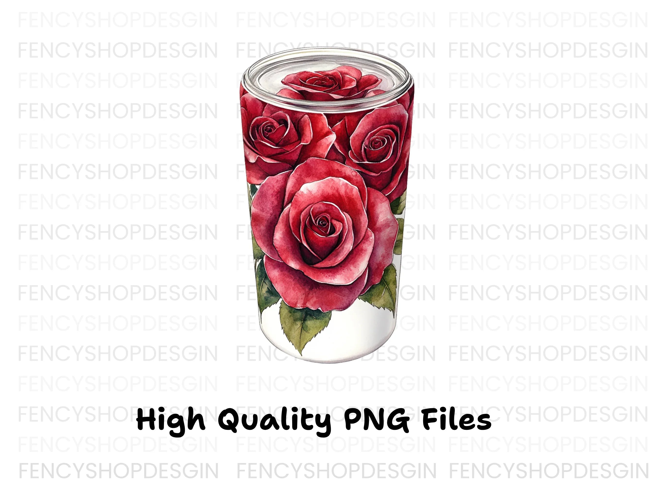 Red Rose Tumbler Clipart Bundle