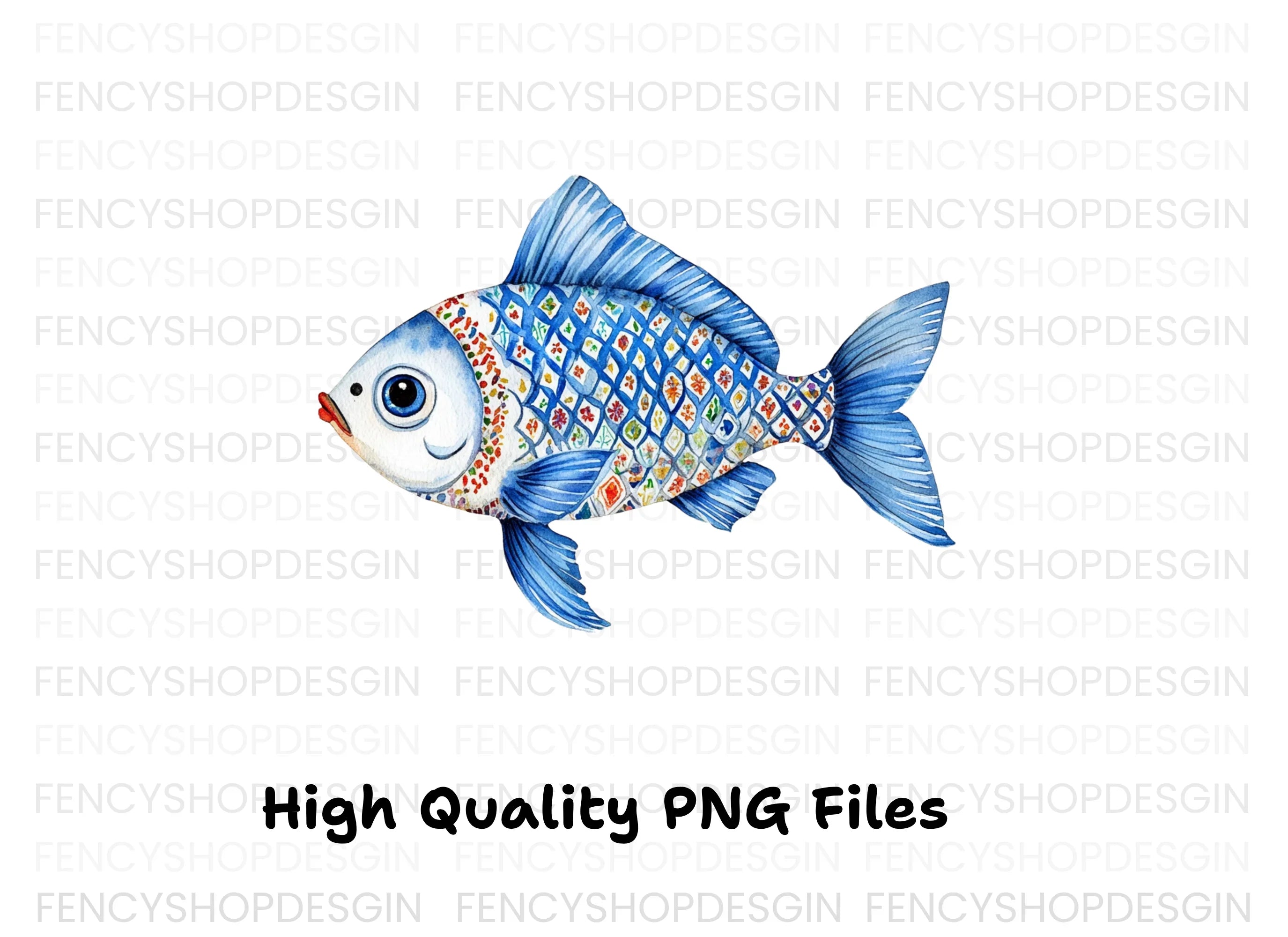 Decorative Blue Fish Clipart Bundle