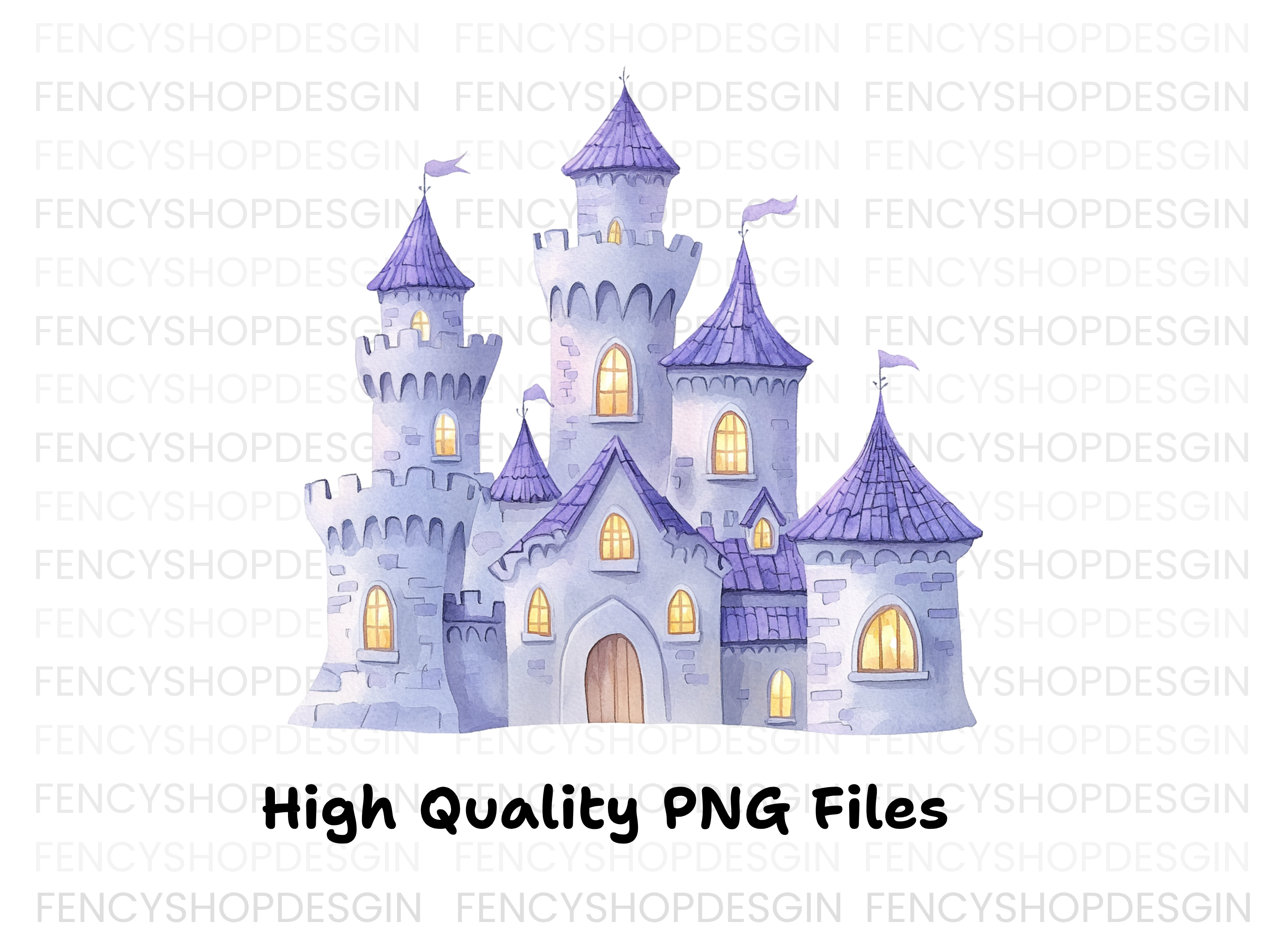 Enchanted Purple Castle Clipart Bundle