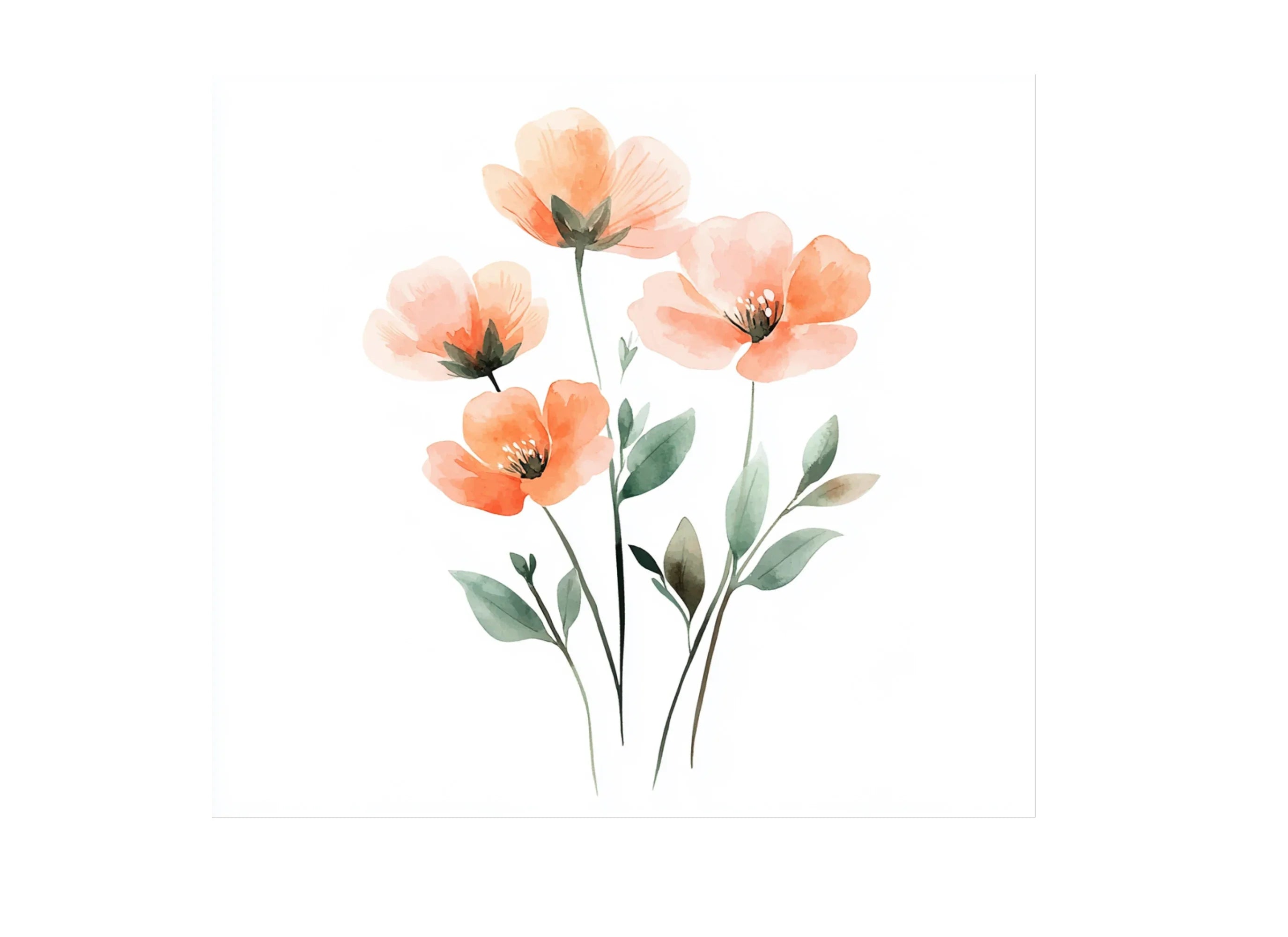 Soft Peach Flower Clipart Bundle