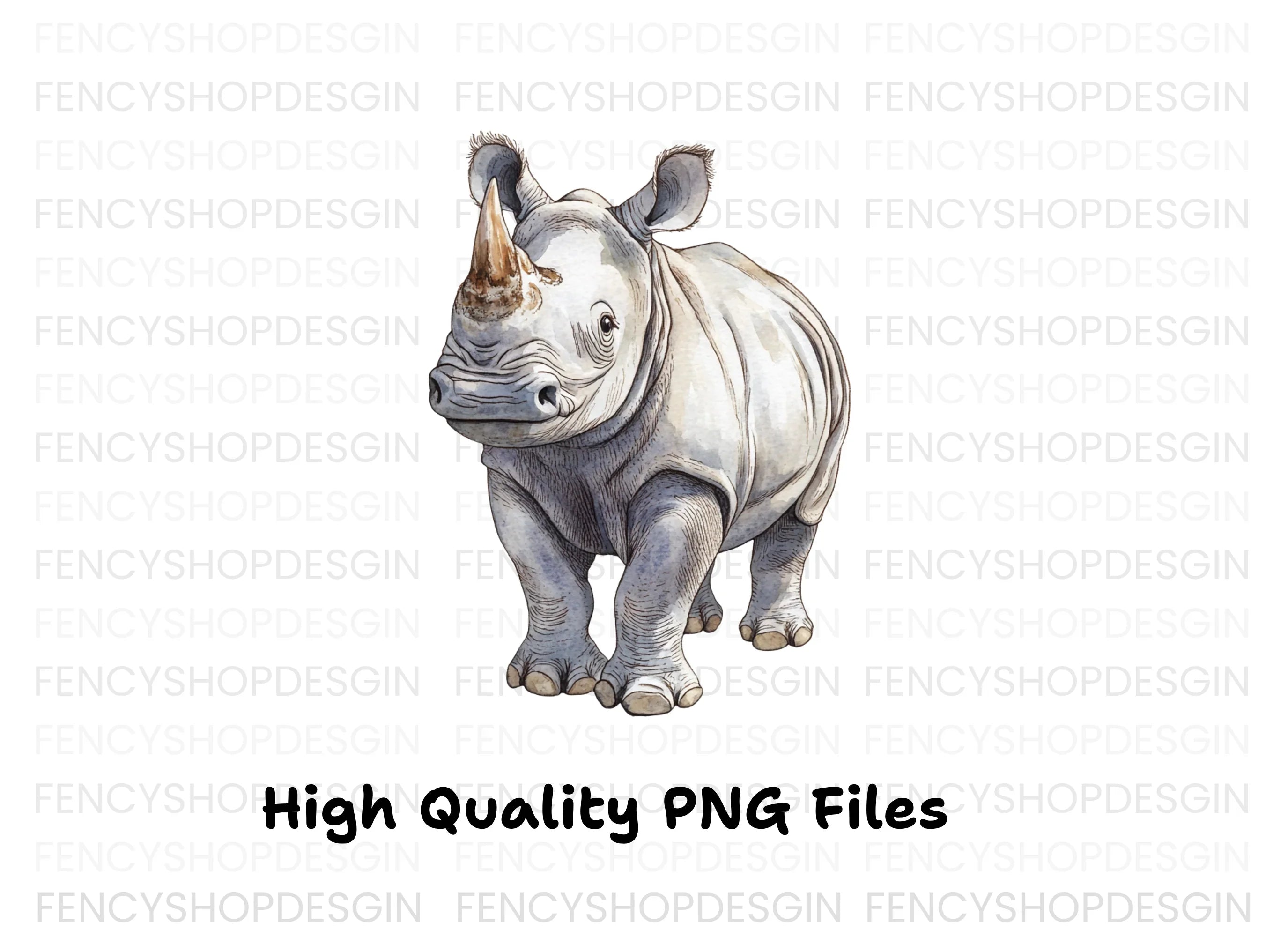 Baby Rhino Cute Wildlife Clipart Bundle
