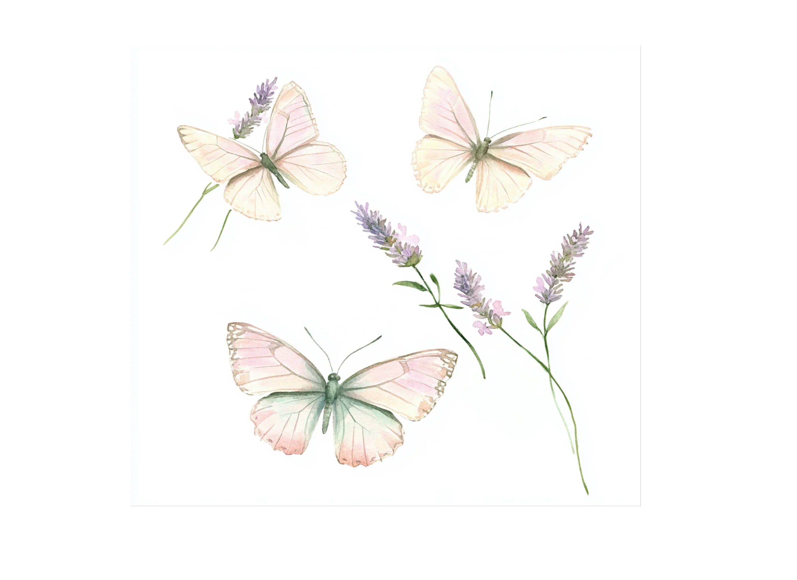 Lavender Butterfly Floral Clipart Bundle
