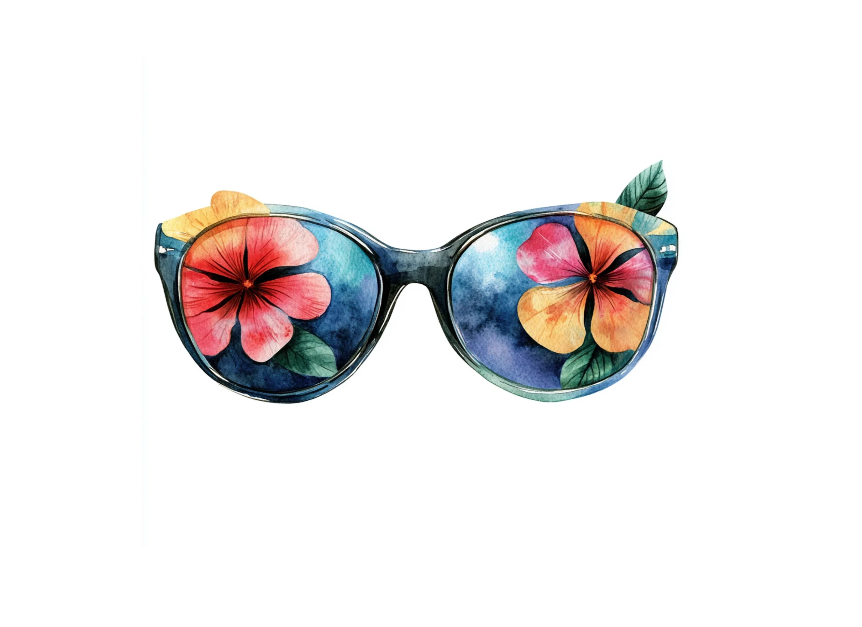 Summer Floral Sunglasses Clipart Bundle