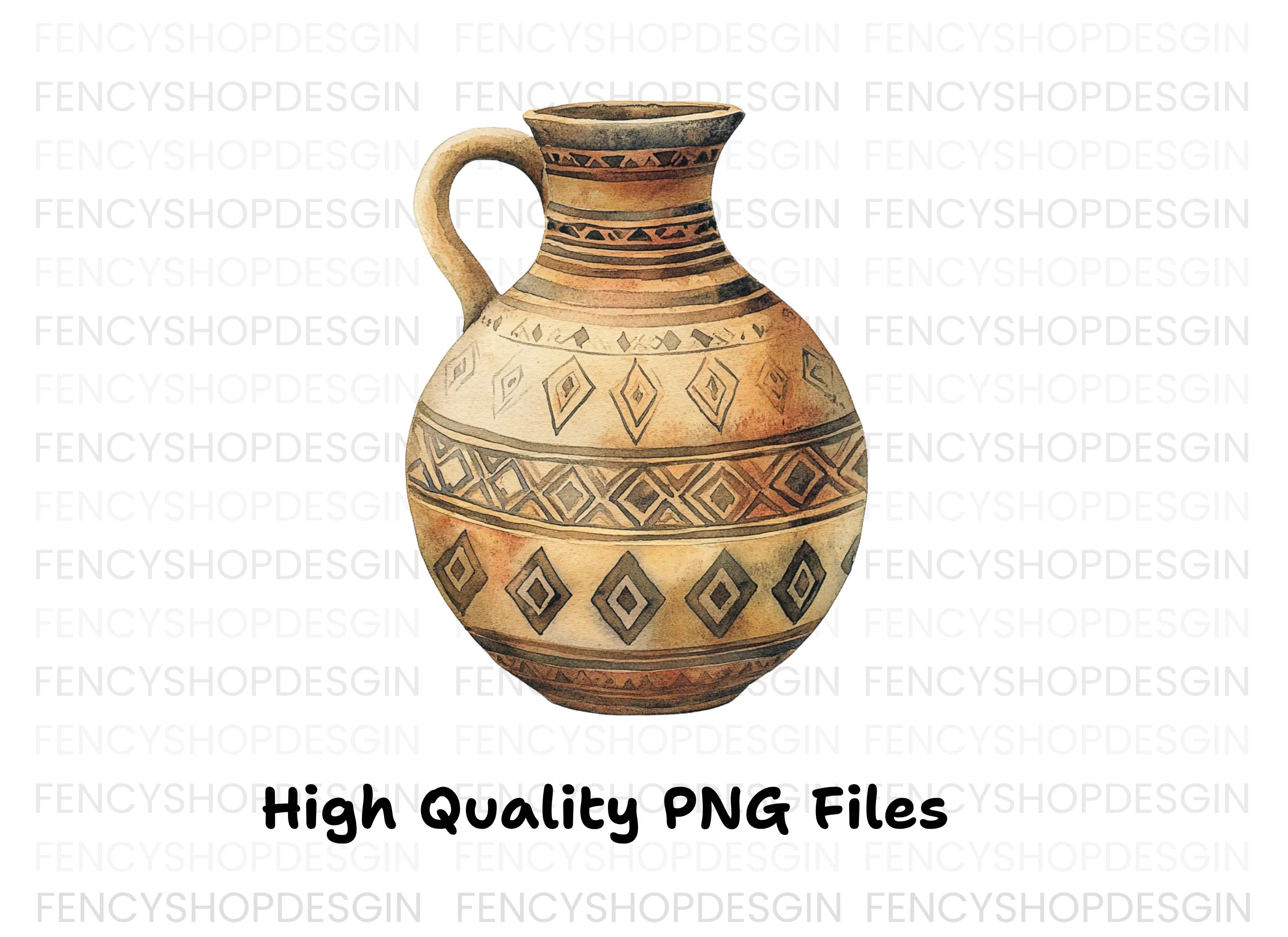 Tribal Patterned Earthenware Jug Clipart Bundle