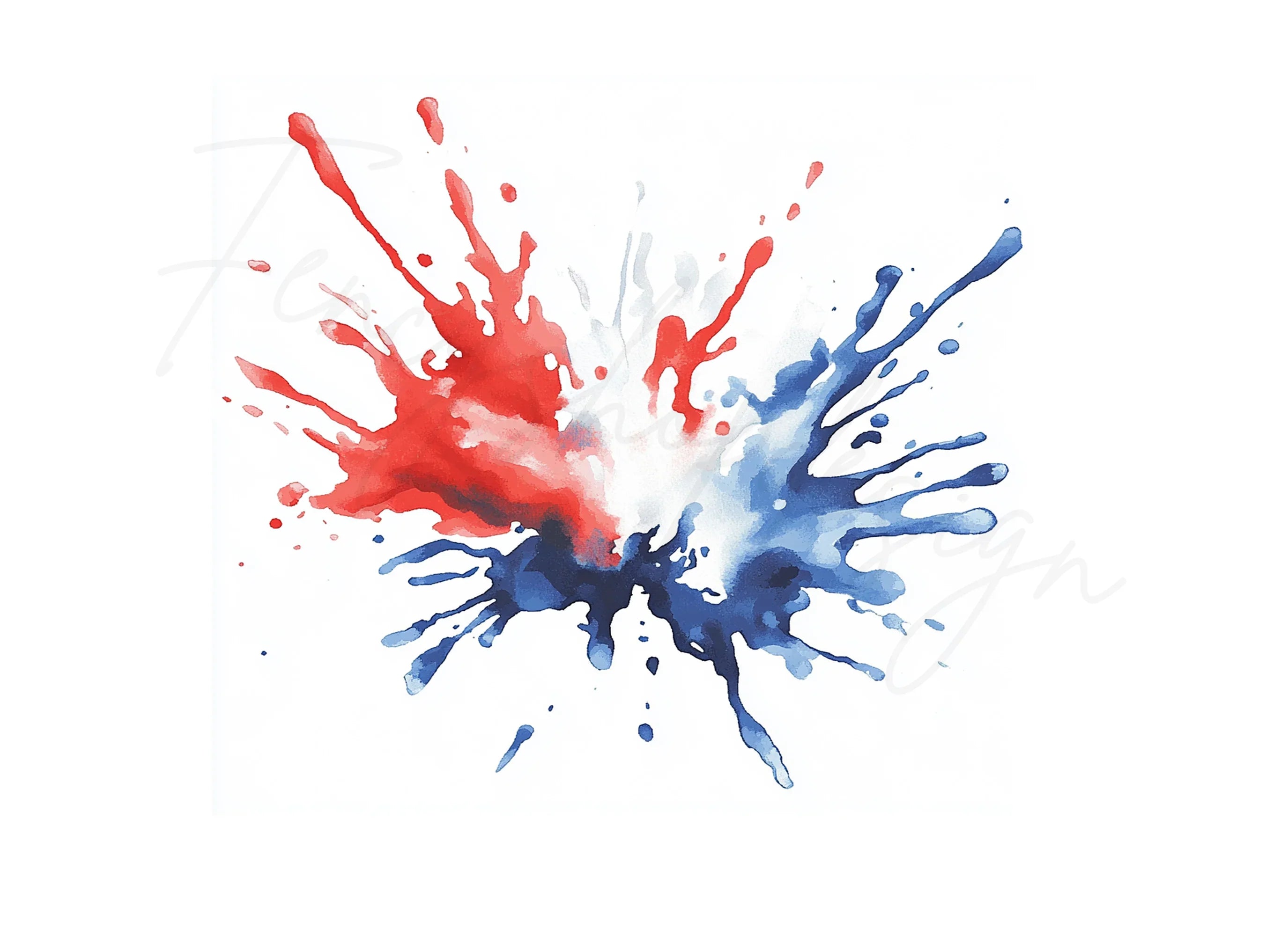 Red and Blue Splashes Clipart Bundle