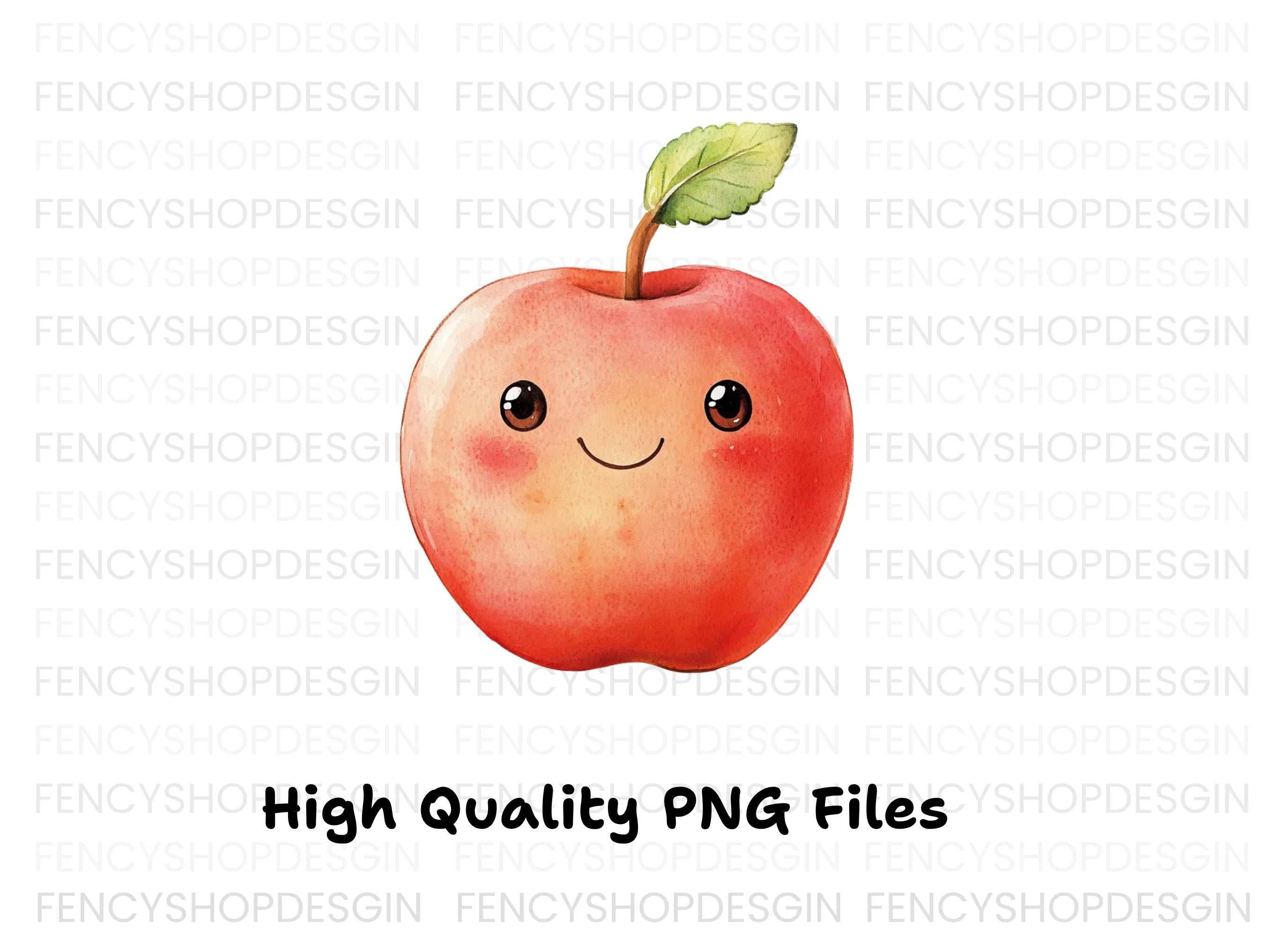 Cute Kawaii Red Apple Clipart Bundle