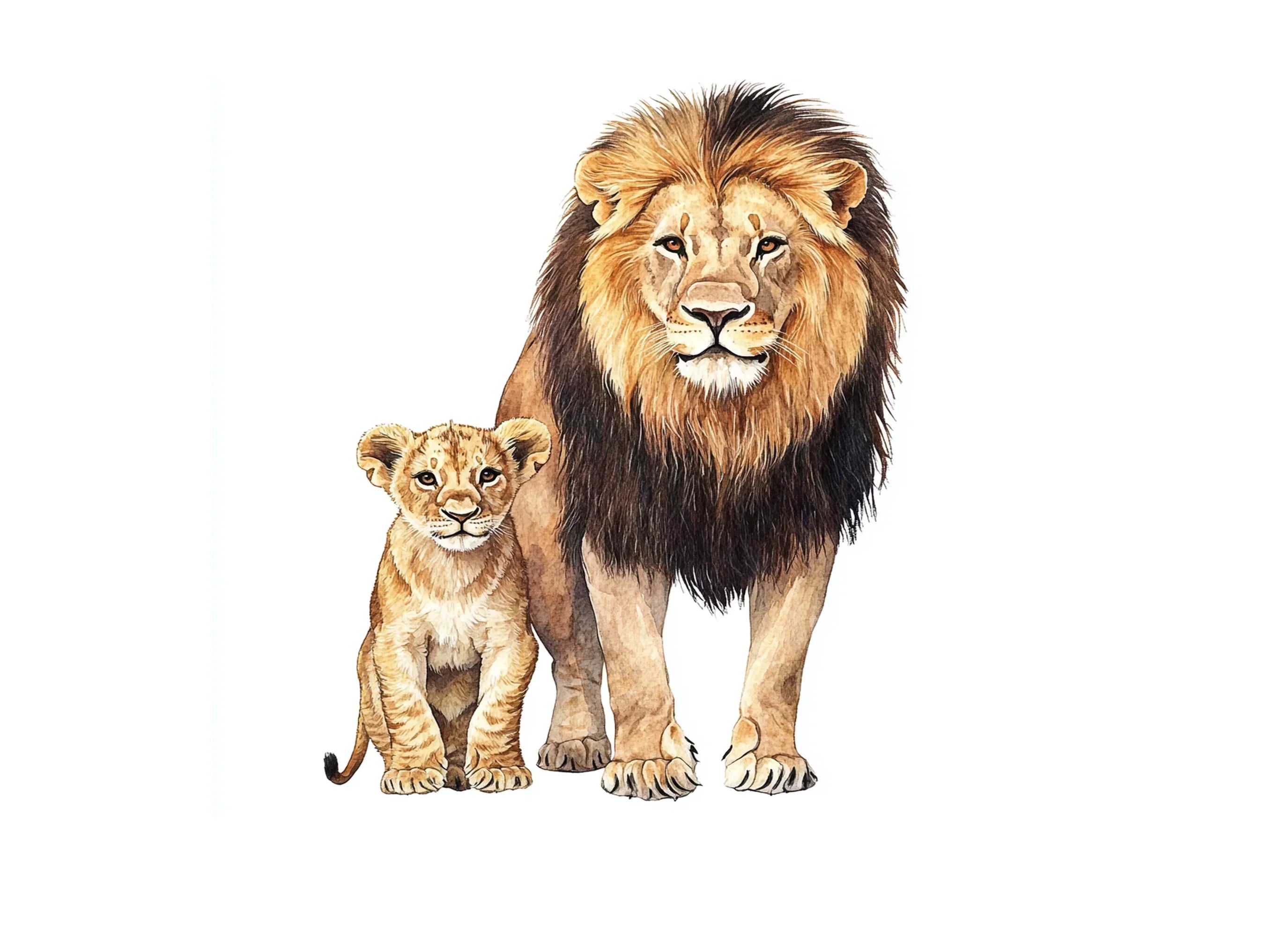Majestic Lion and Cub Clipart Bundle