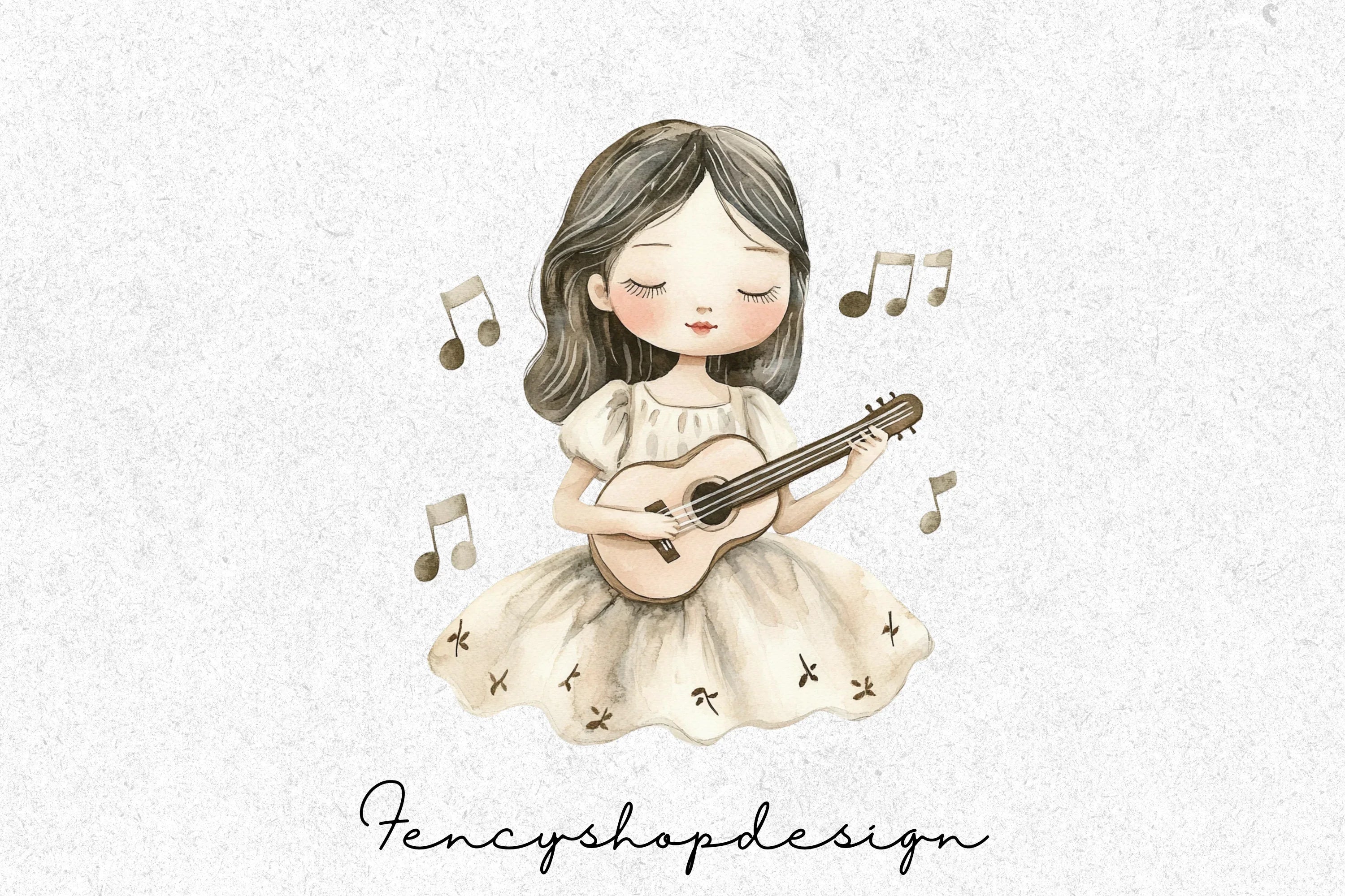 Cute Girls Music Clipart Bundle