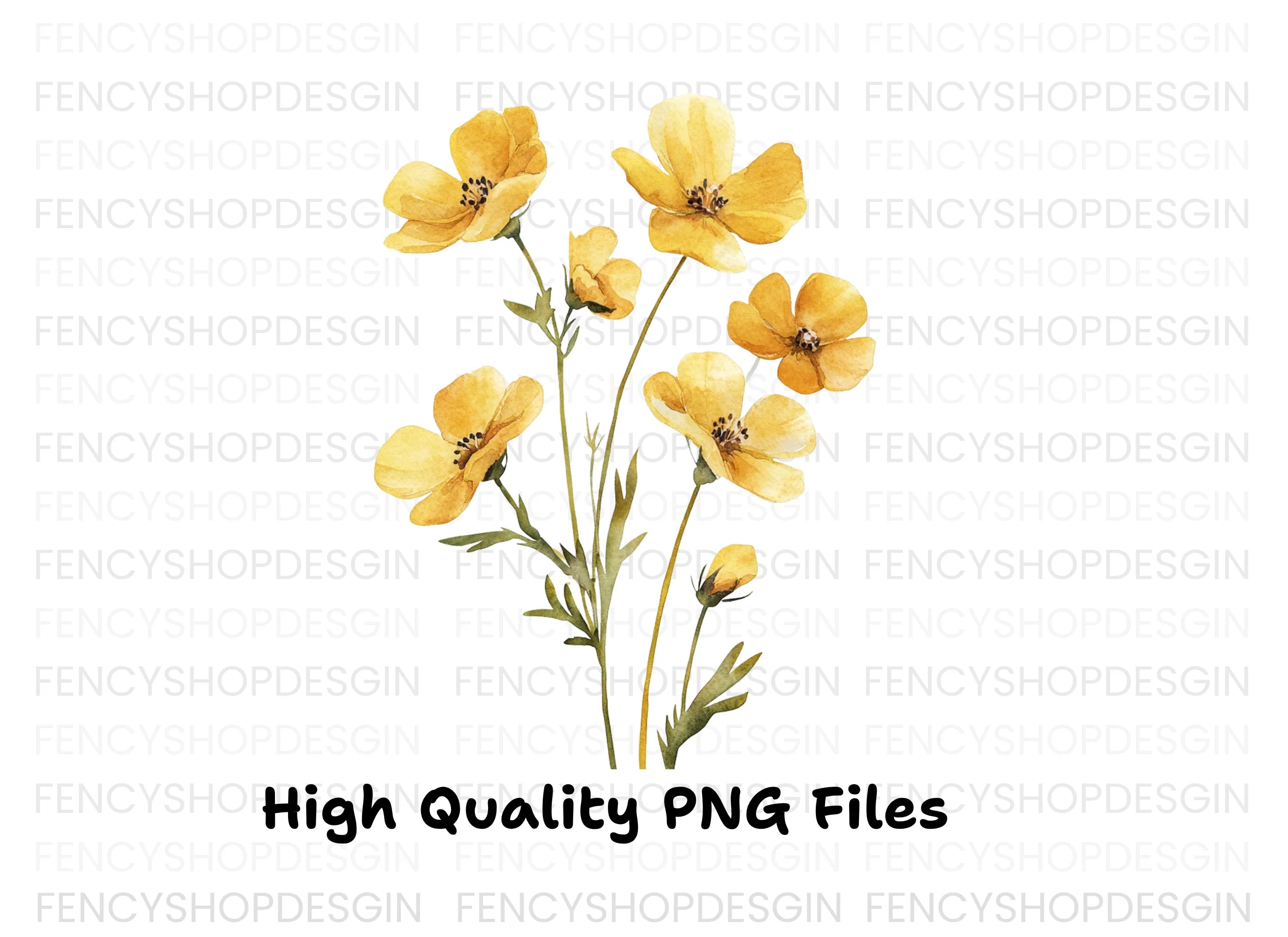 Yellow Wildflowers Clipart Bundle