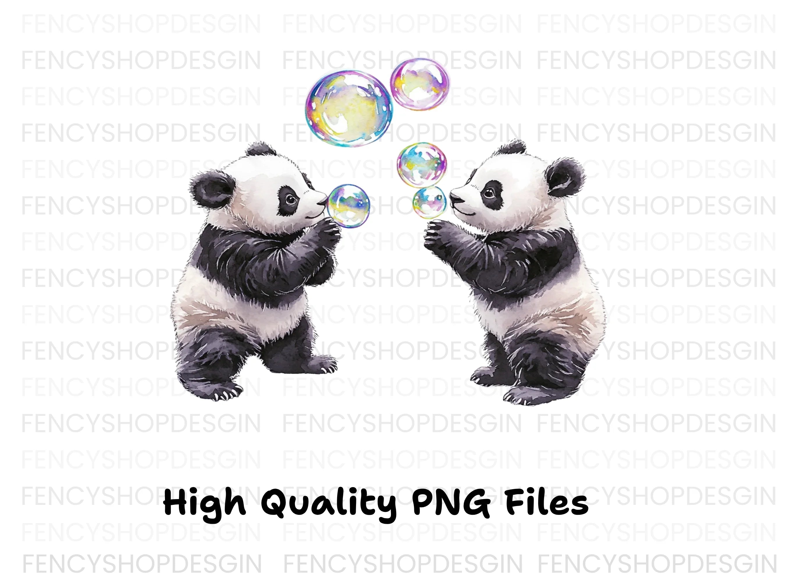 Playful Panda Blowing Bubbles Clipart Bundle