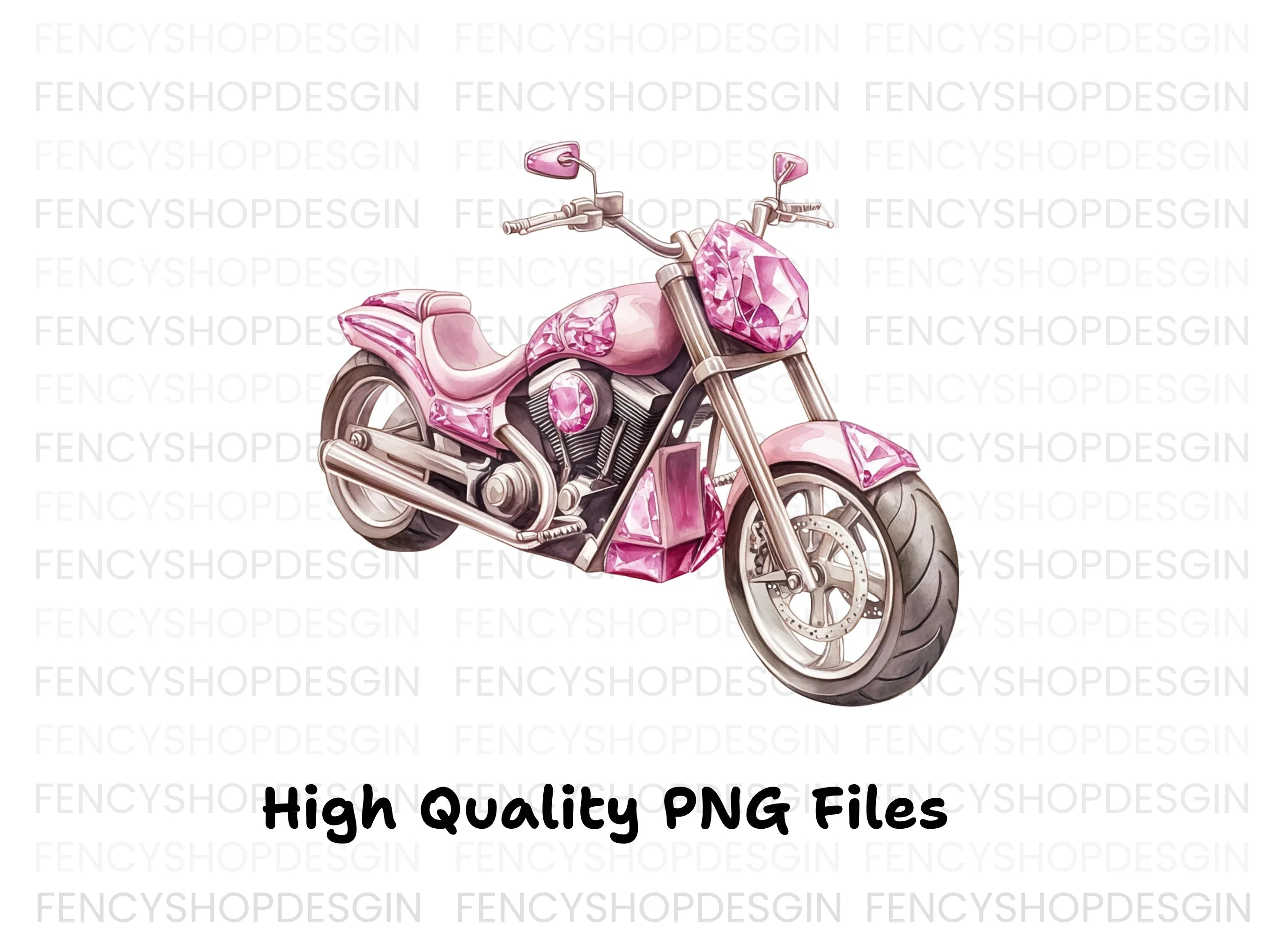 Pink Motorcycle Clipart Bundle