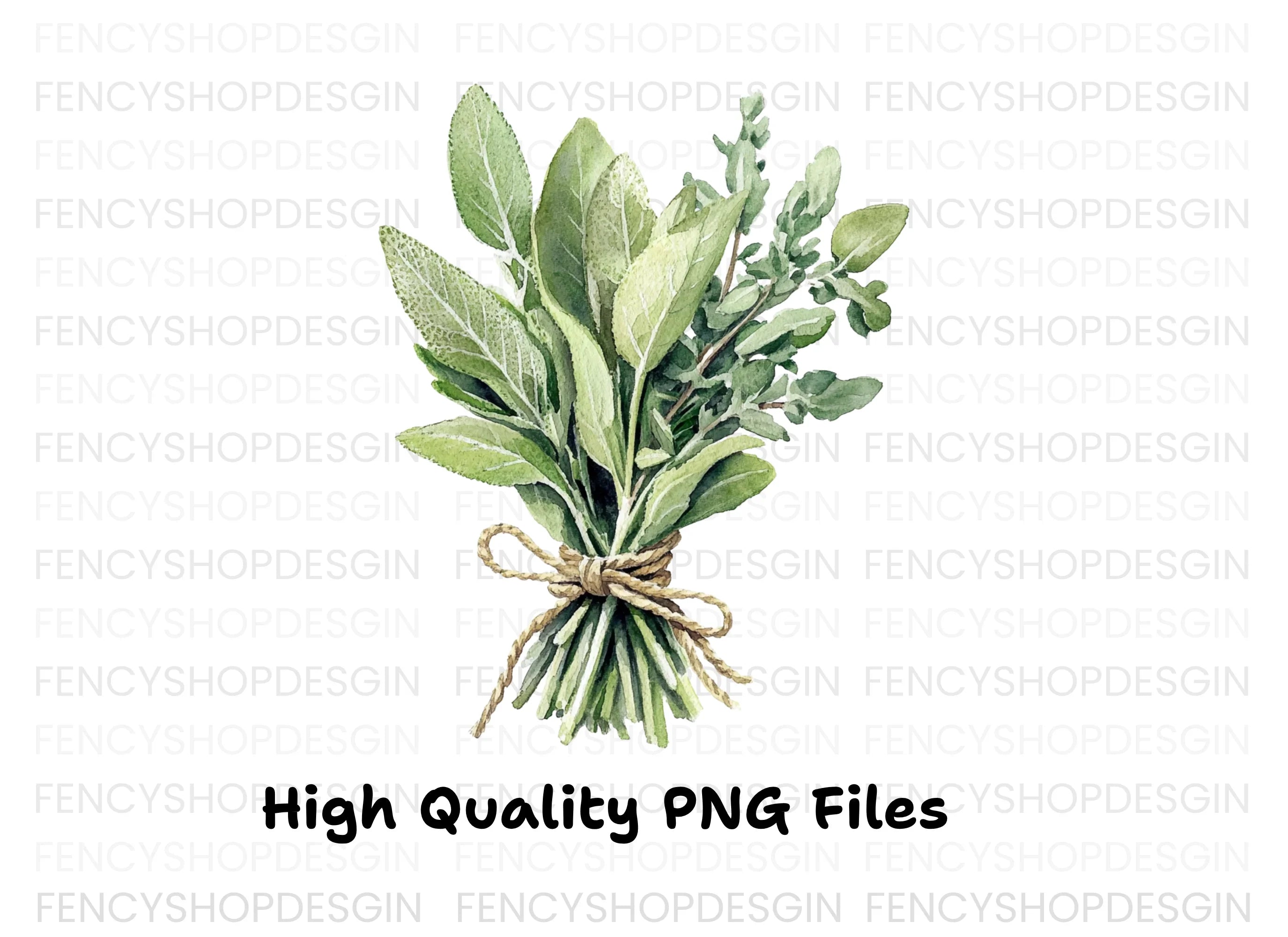Fresh Herb Bouquets Clipart Bundle