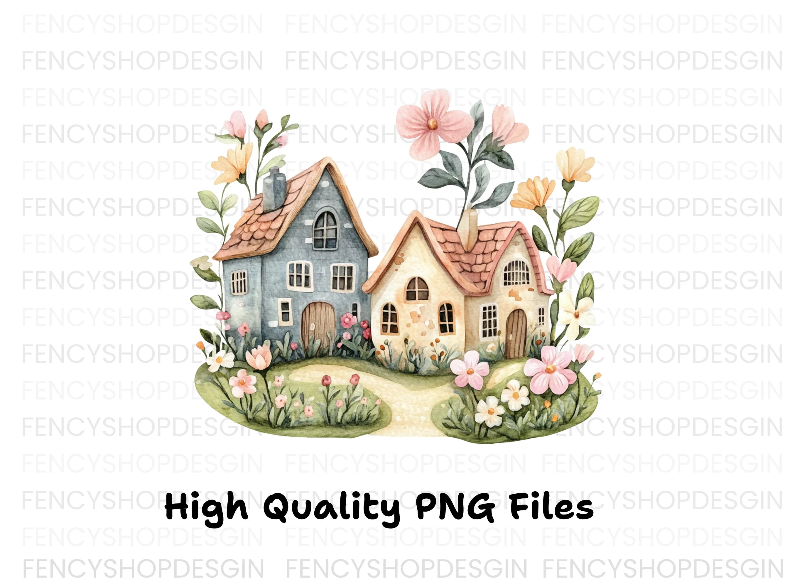 Enchanted Floral Houses Clipart Bundle