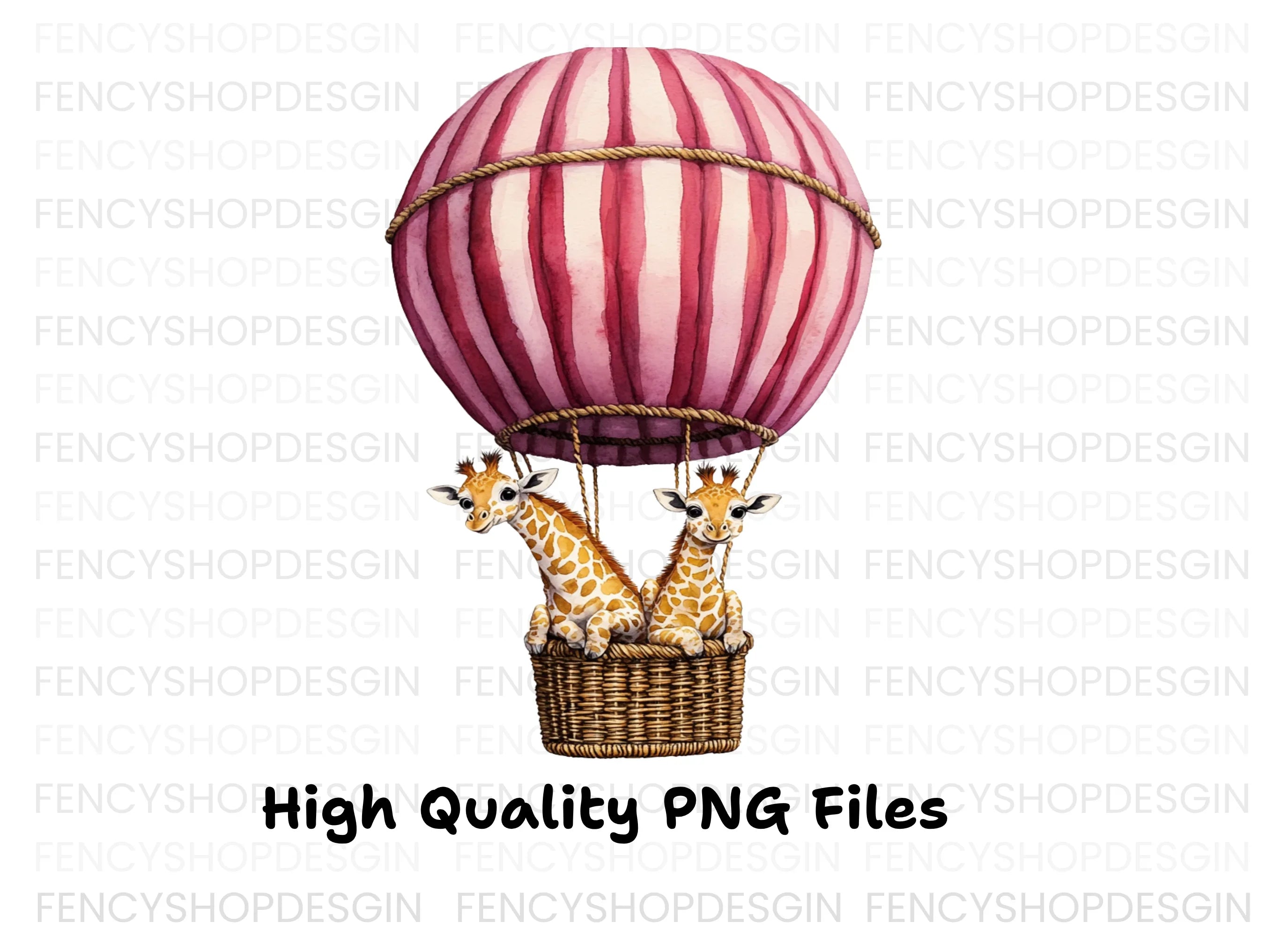 Giraffes in Hot Air Balloons Clipart Bundle