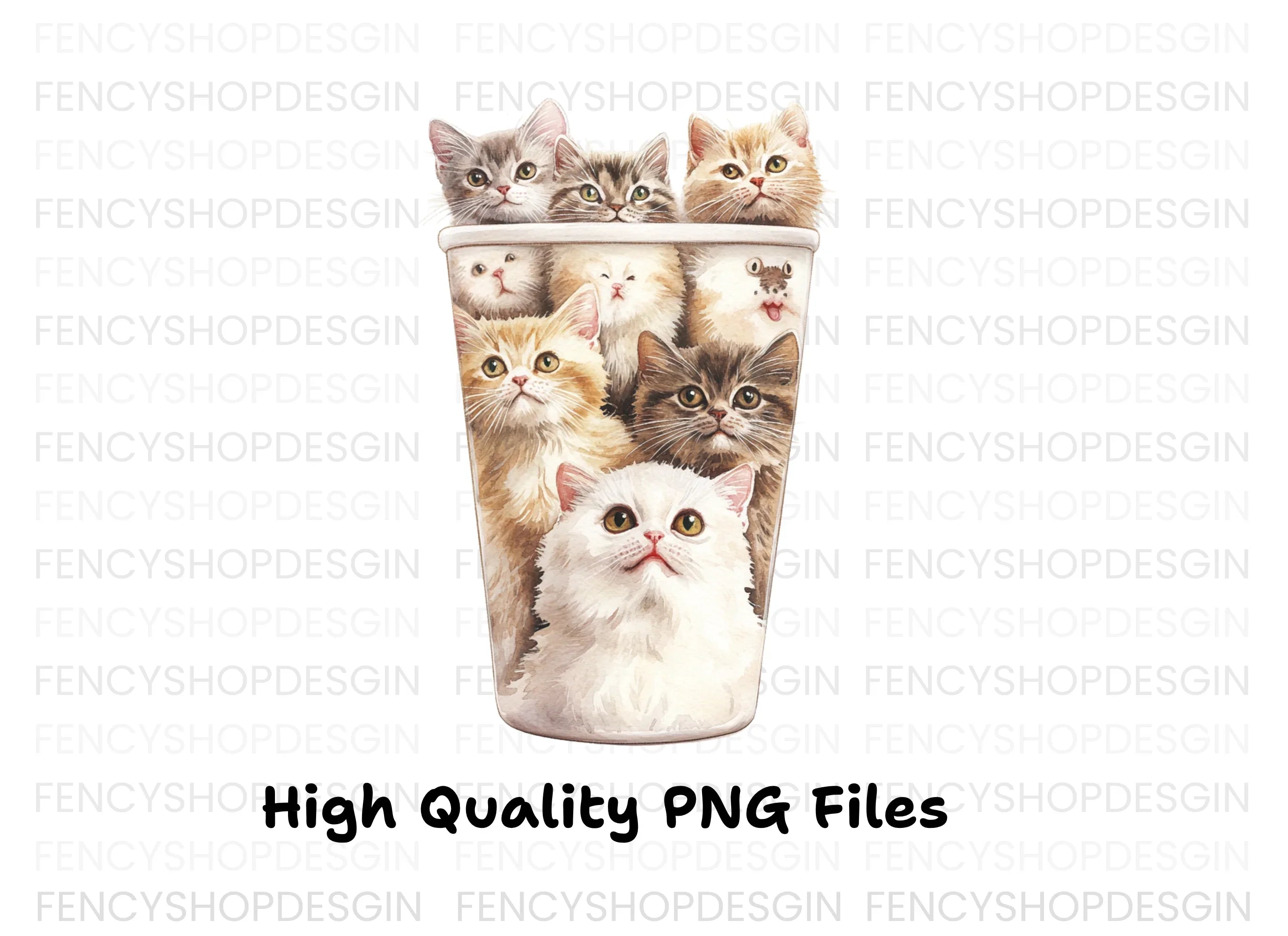 Kitten in Cup Clipart Bundle
