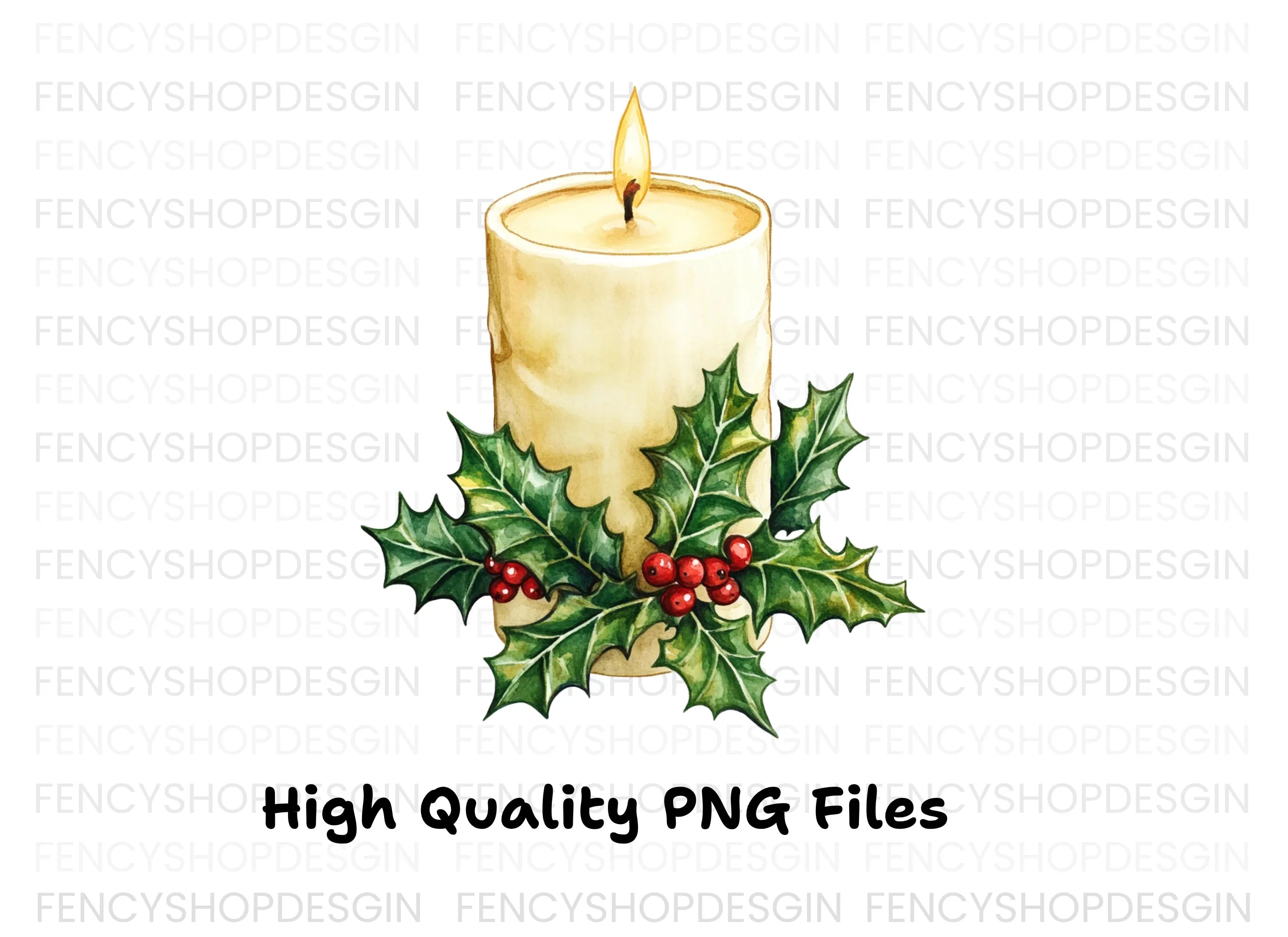 Elegant White Christmas Candles Clipart Bundle
