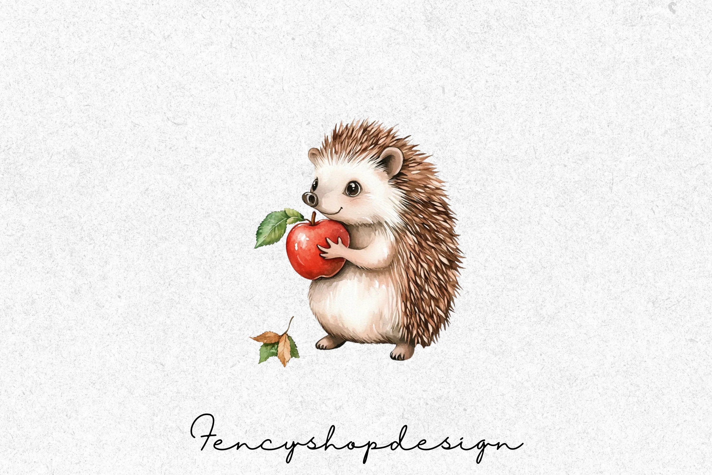 Cute Hedgehog Apple Clipart Bundle