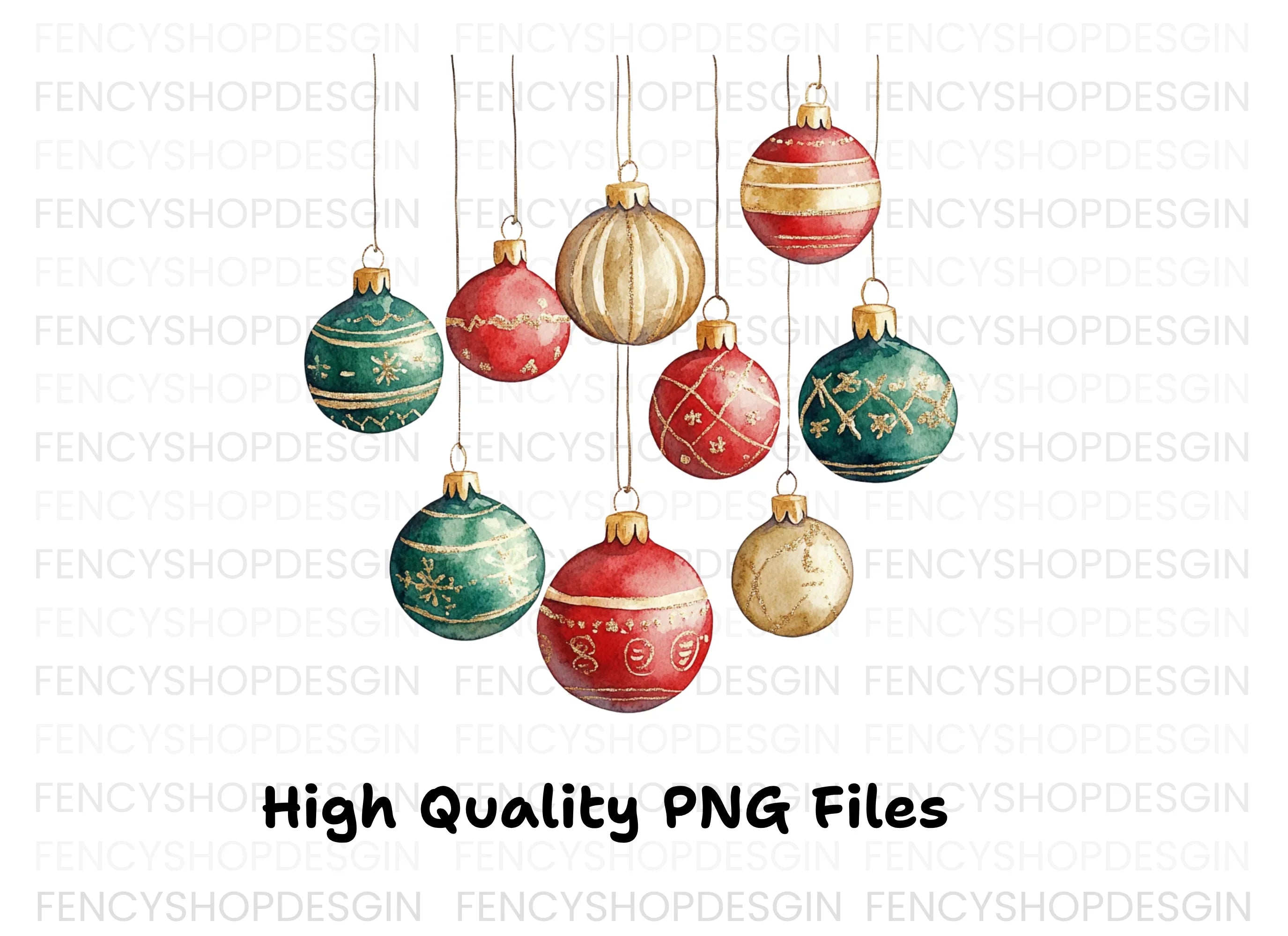 Hanging Christmas Baubles Clipart Bundle