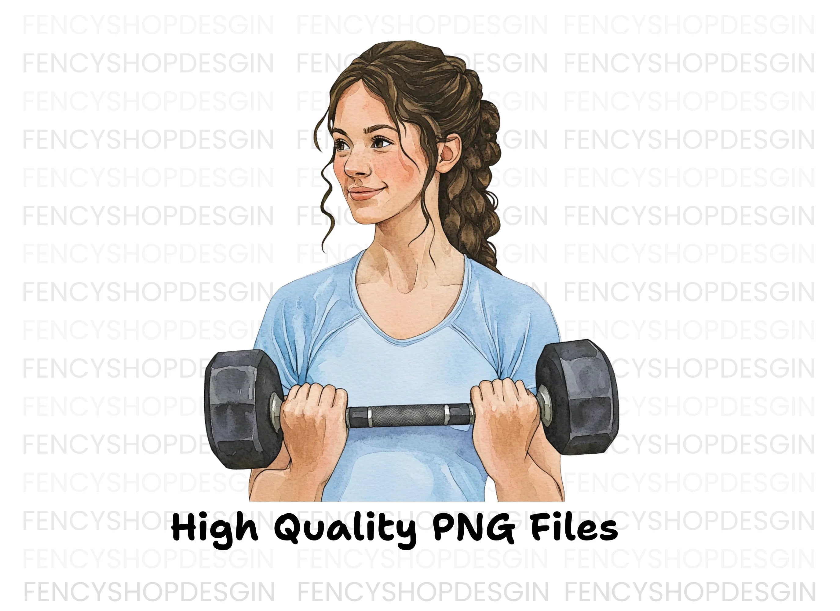 Smiling Woman with Dumbbell Clipart Bundle