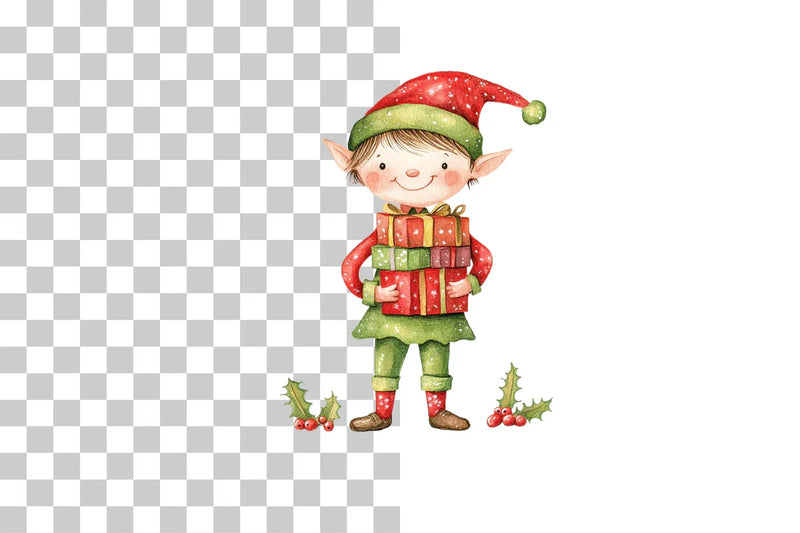 Cute Elf with Gift Clipart Bundle - CraftNest - Digital Crafting and Art