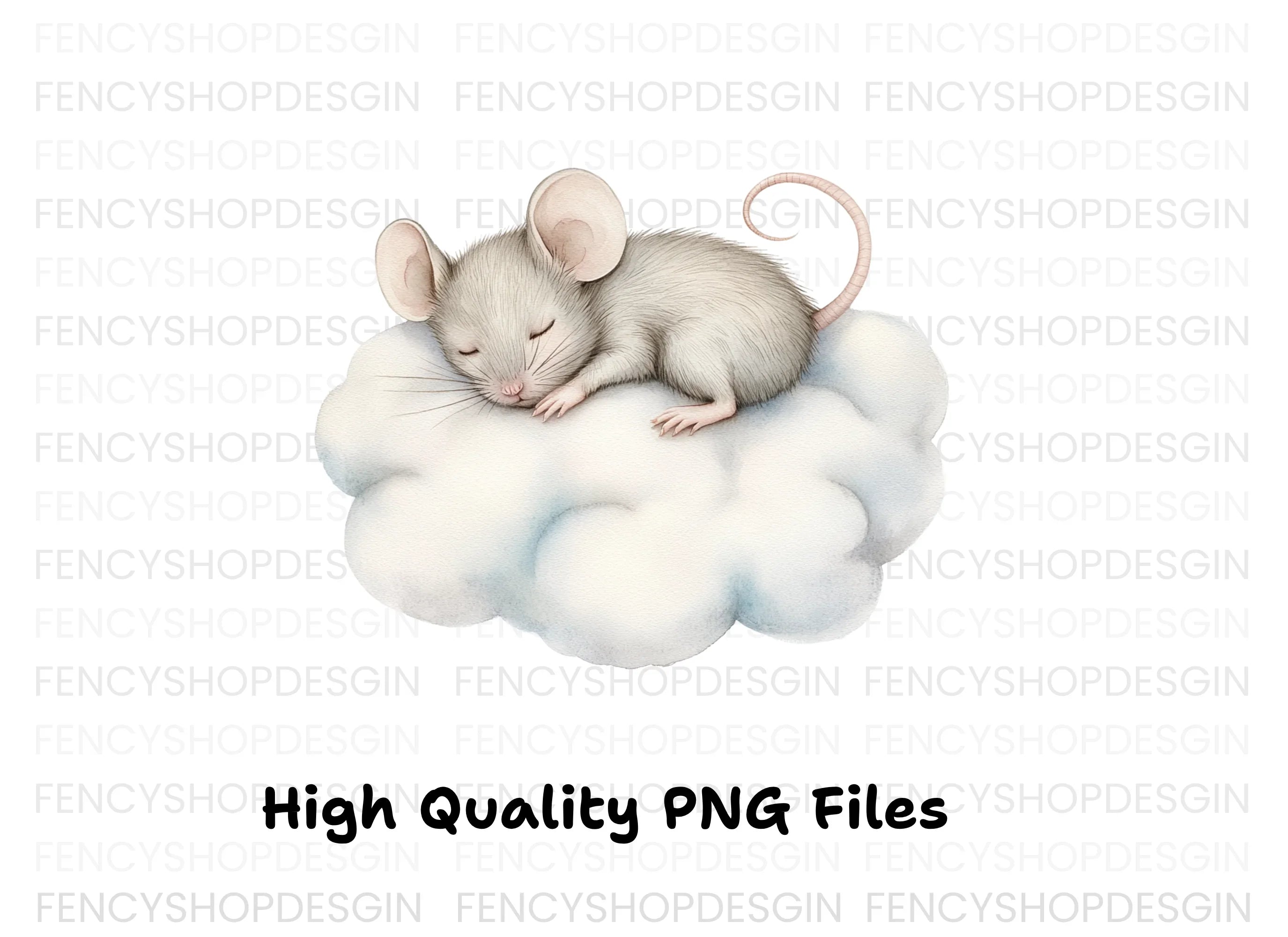 Sleeping Mice on Clouds Clipart Bundle