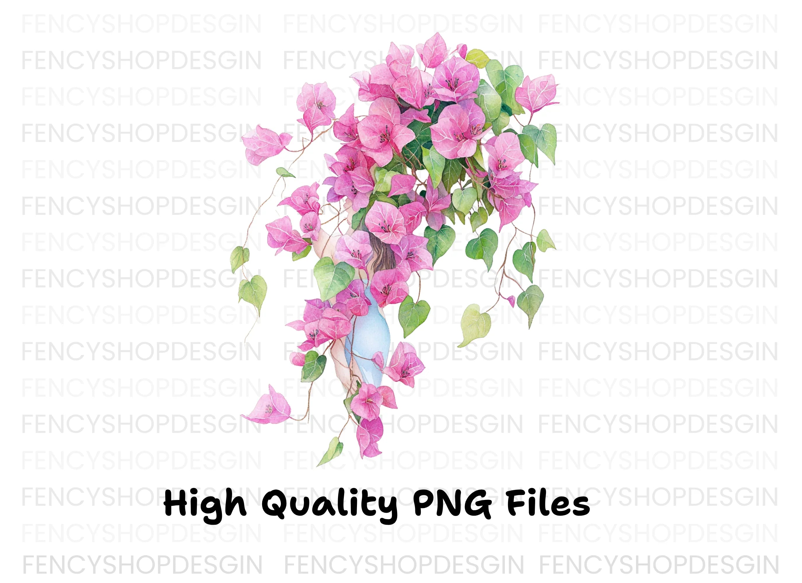 Pink Bougainvillea Floral Clipart Bundle