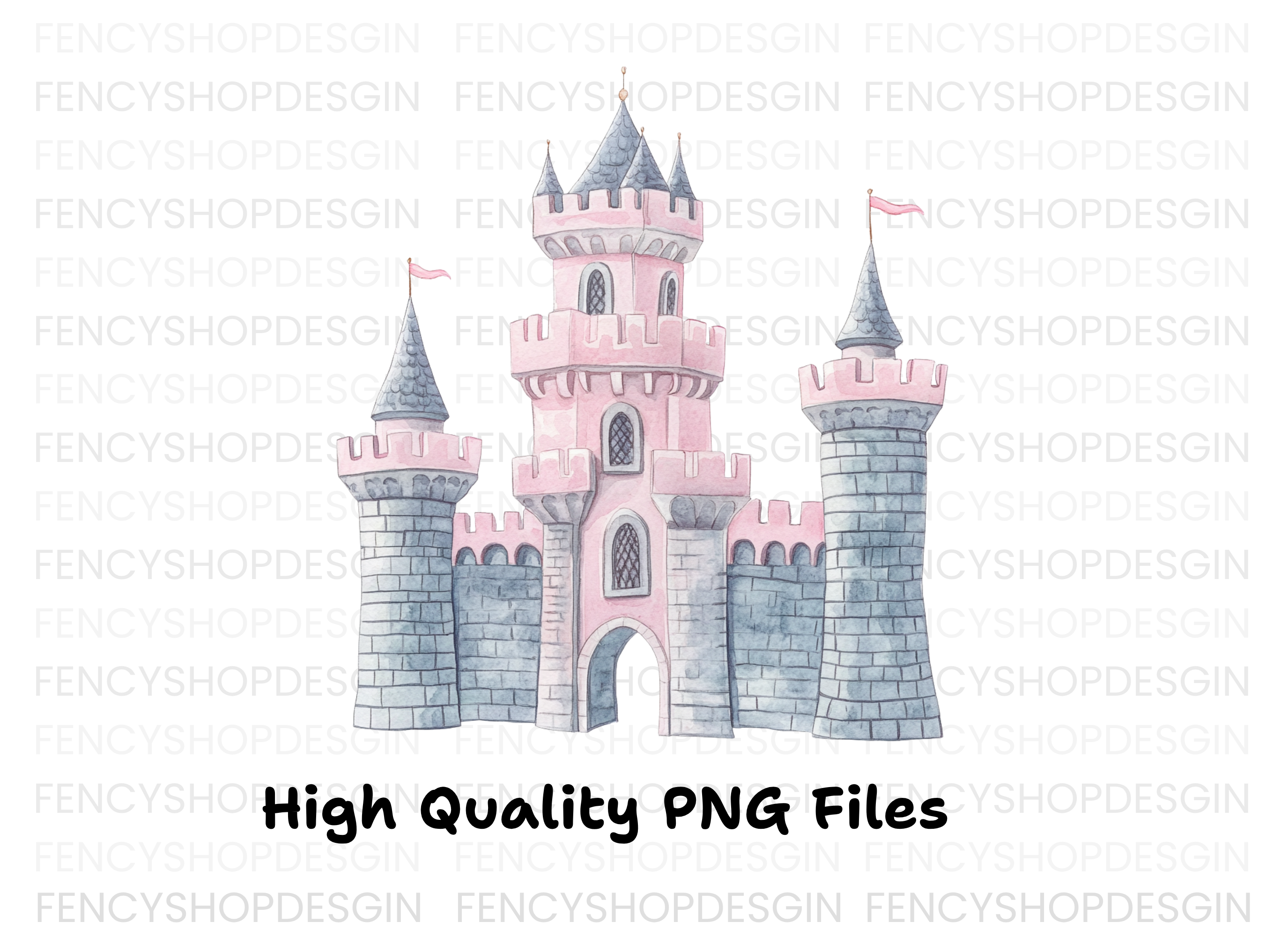 Pink Princess Castle Clipart Bundle