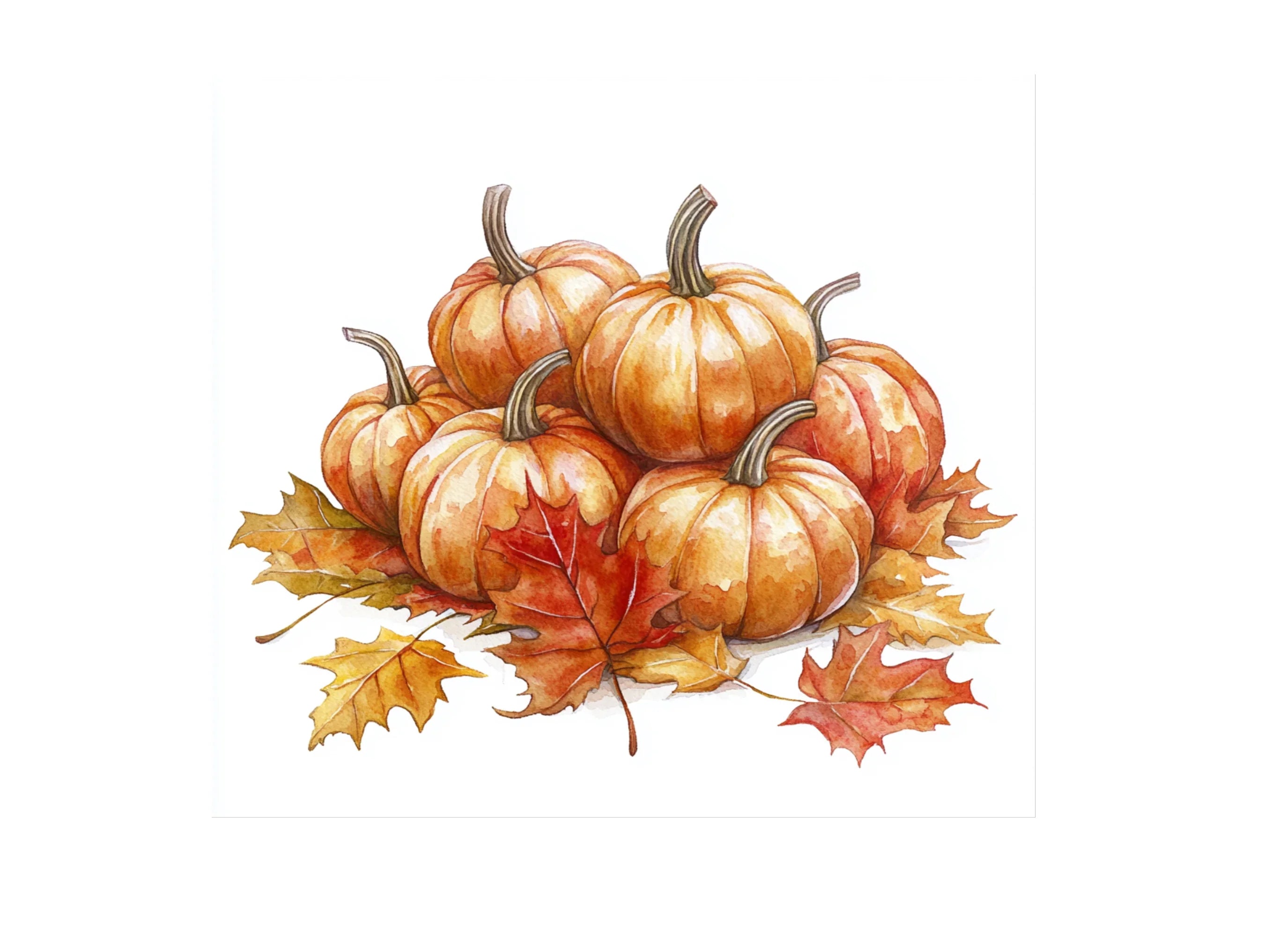 Autumn Pumpkin and Leaves Clipart Bundle