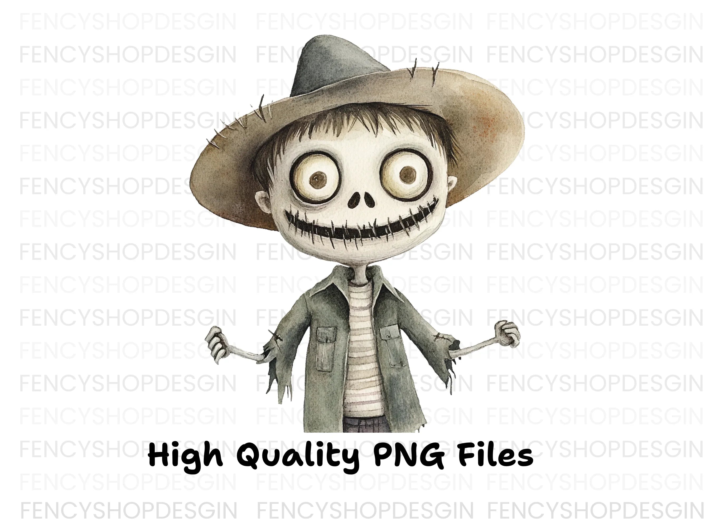 Cute Scarecrow Boy Halloween Clipart Bundle