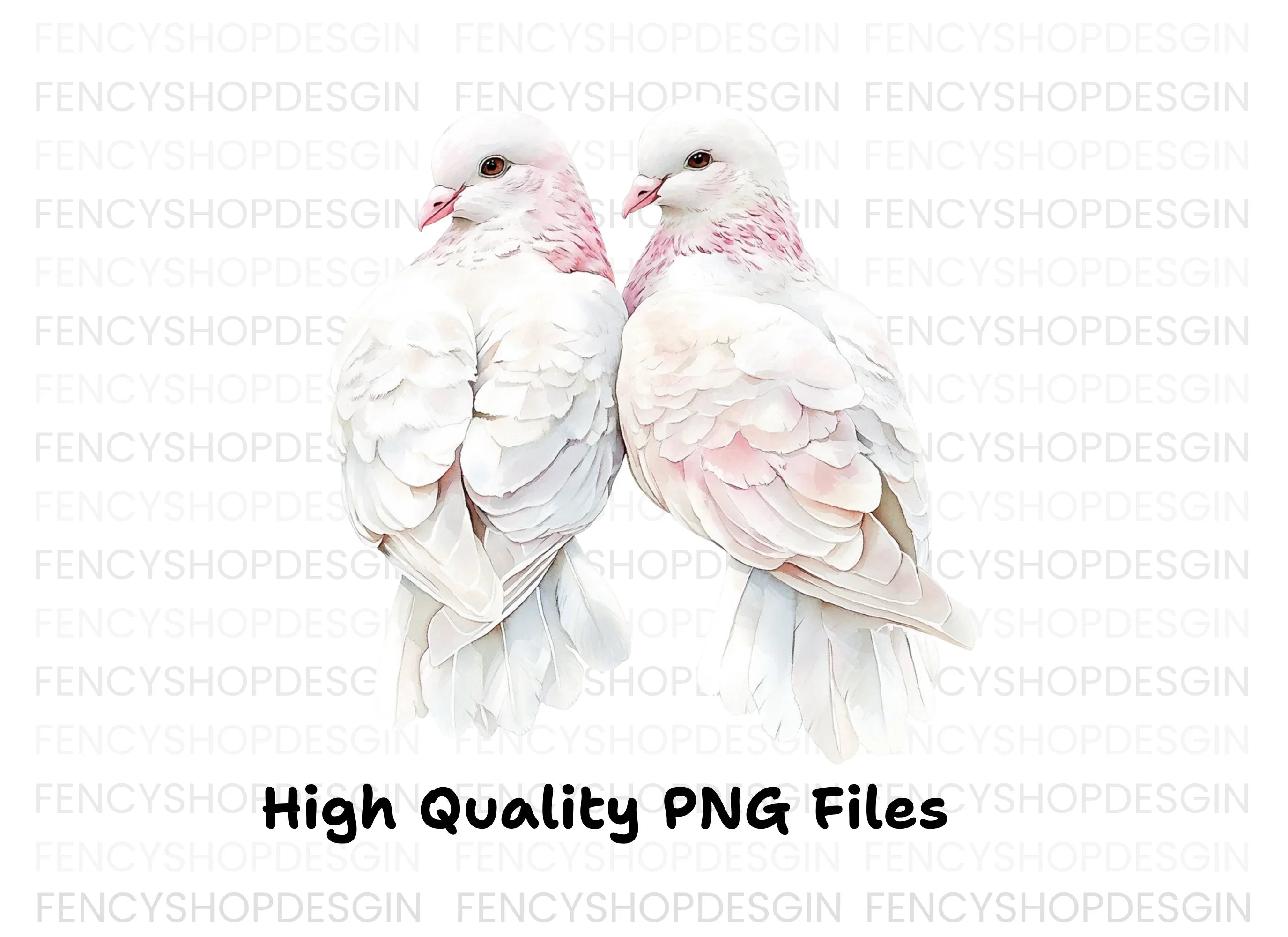 Pair of White Doves Clipart Bundle