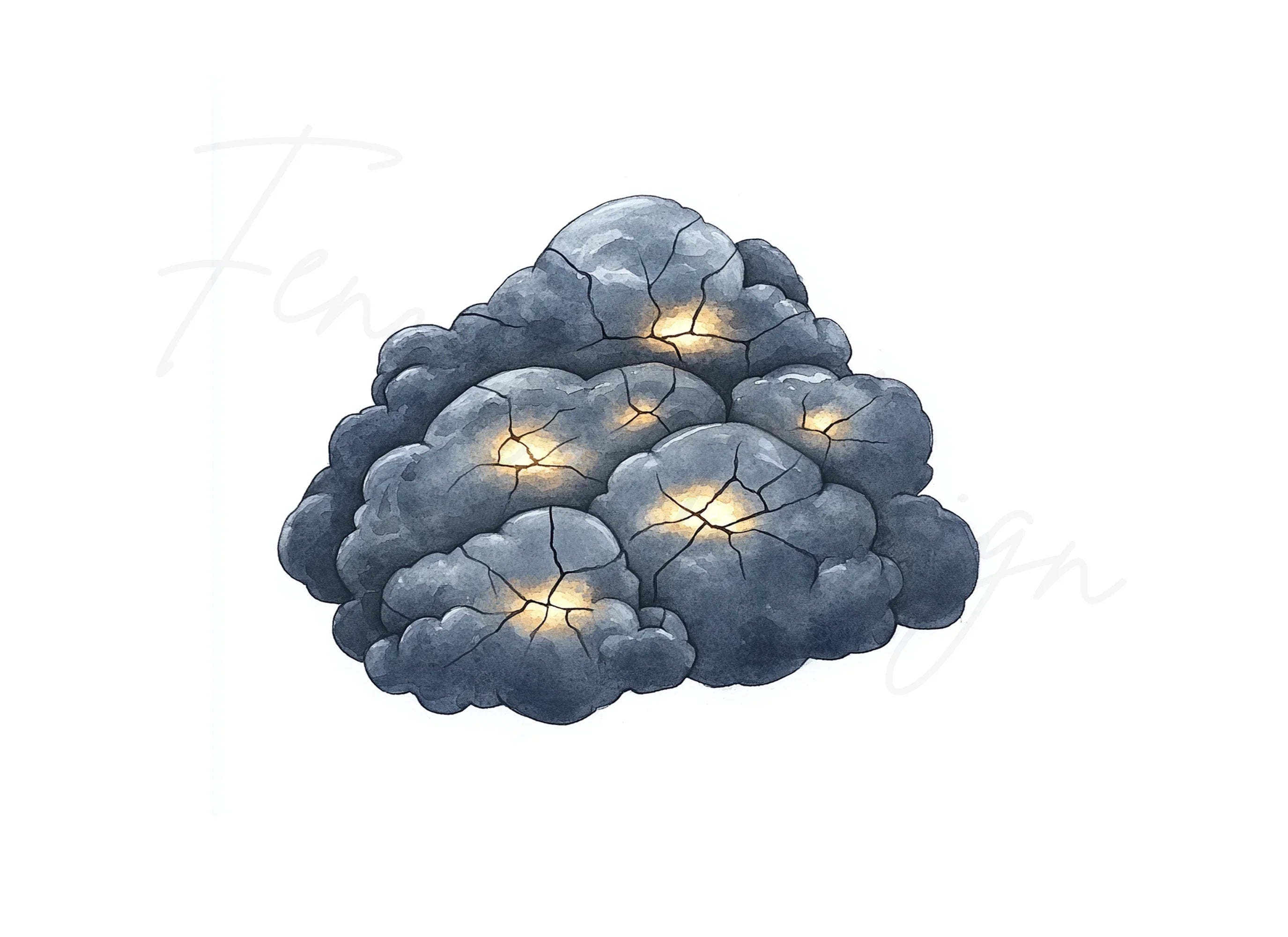 Glowing Cracks in Dark Cloud Formations Clipart Bundle