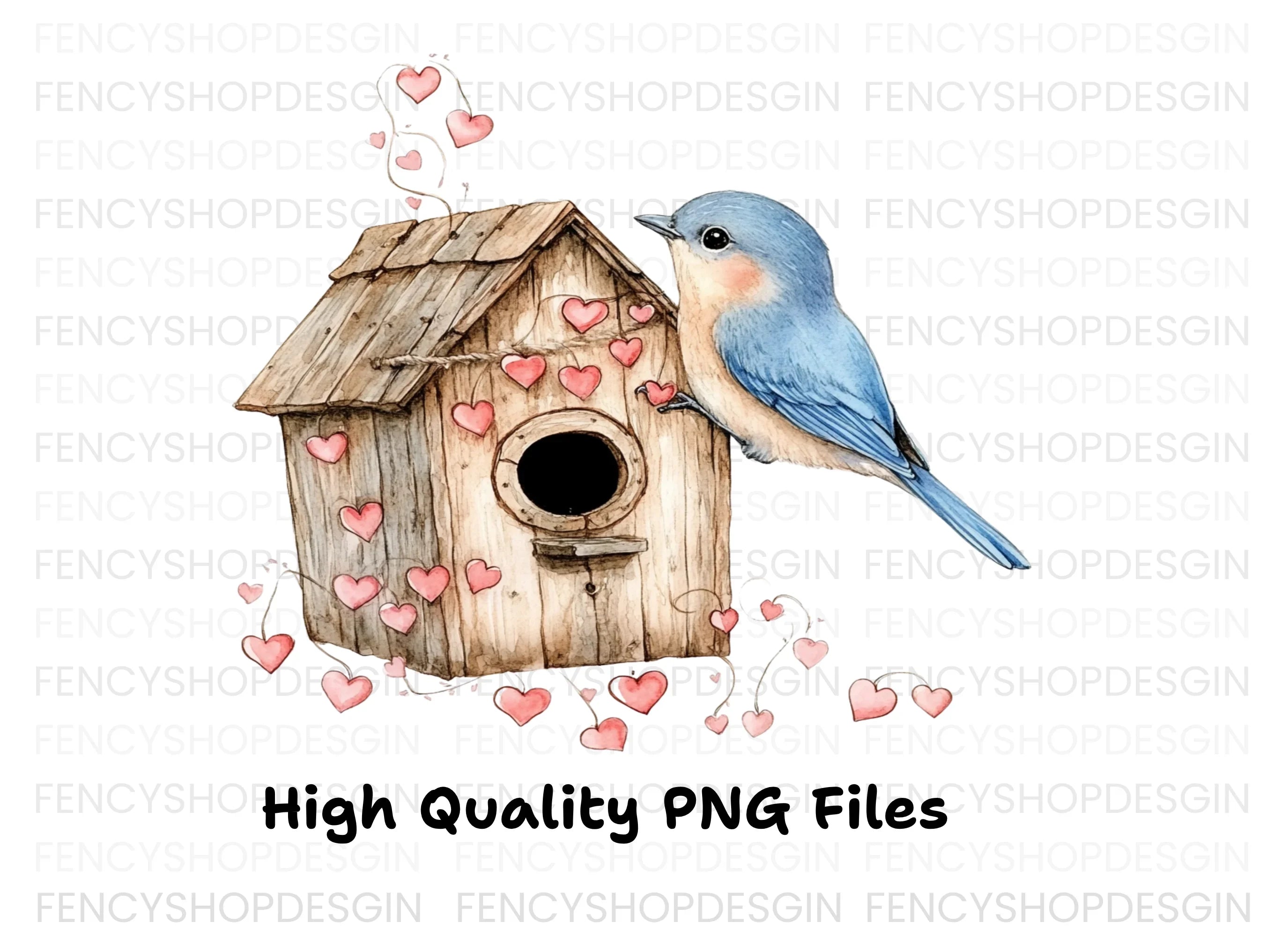 Bluebirds and Birdhouses Clipart Bundle