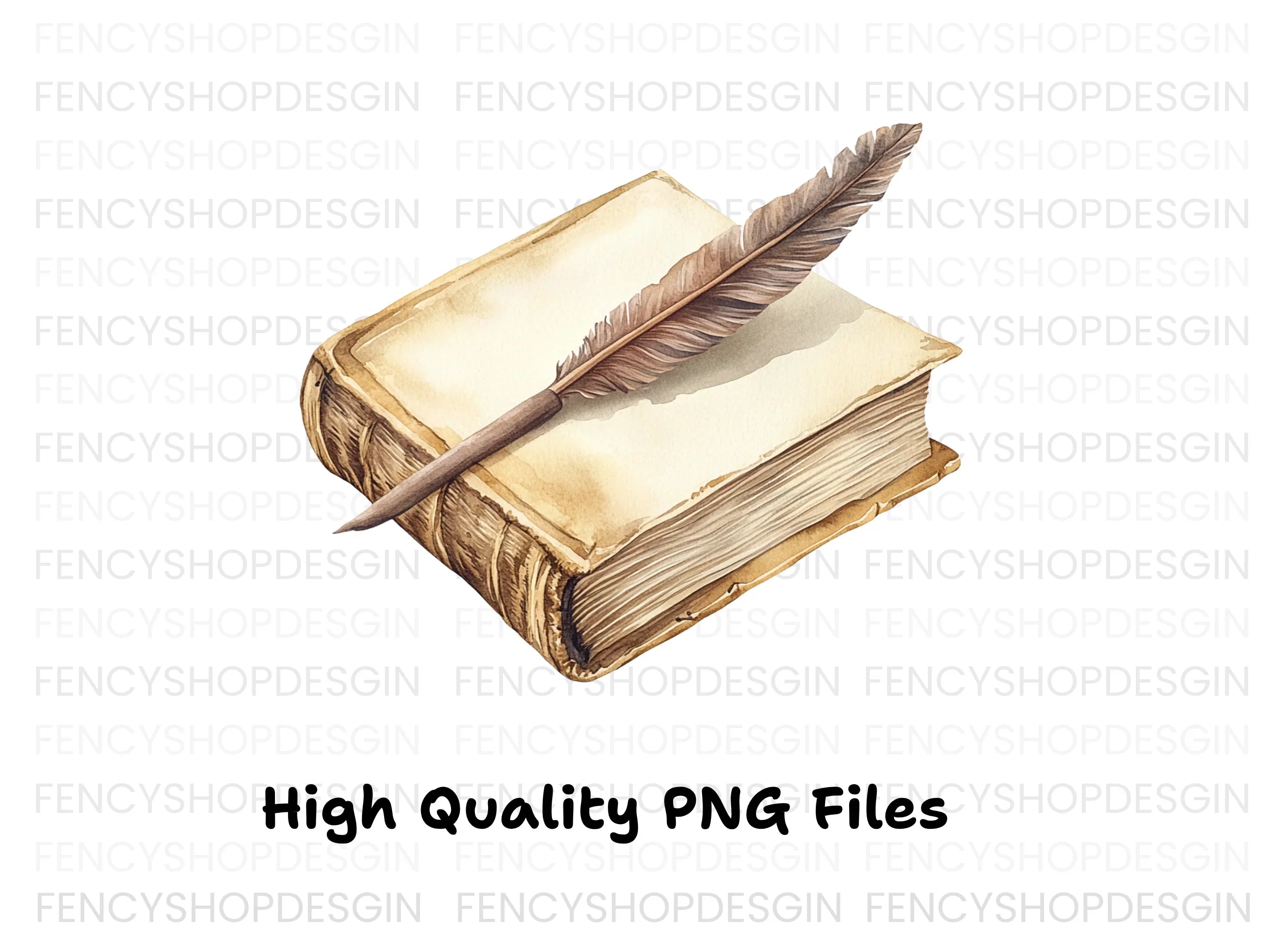 Vintage Books and Quill Pens Clipart Bundle