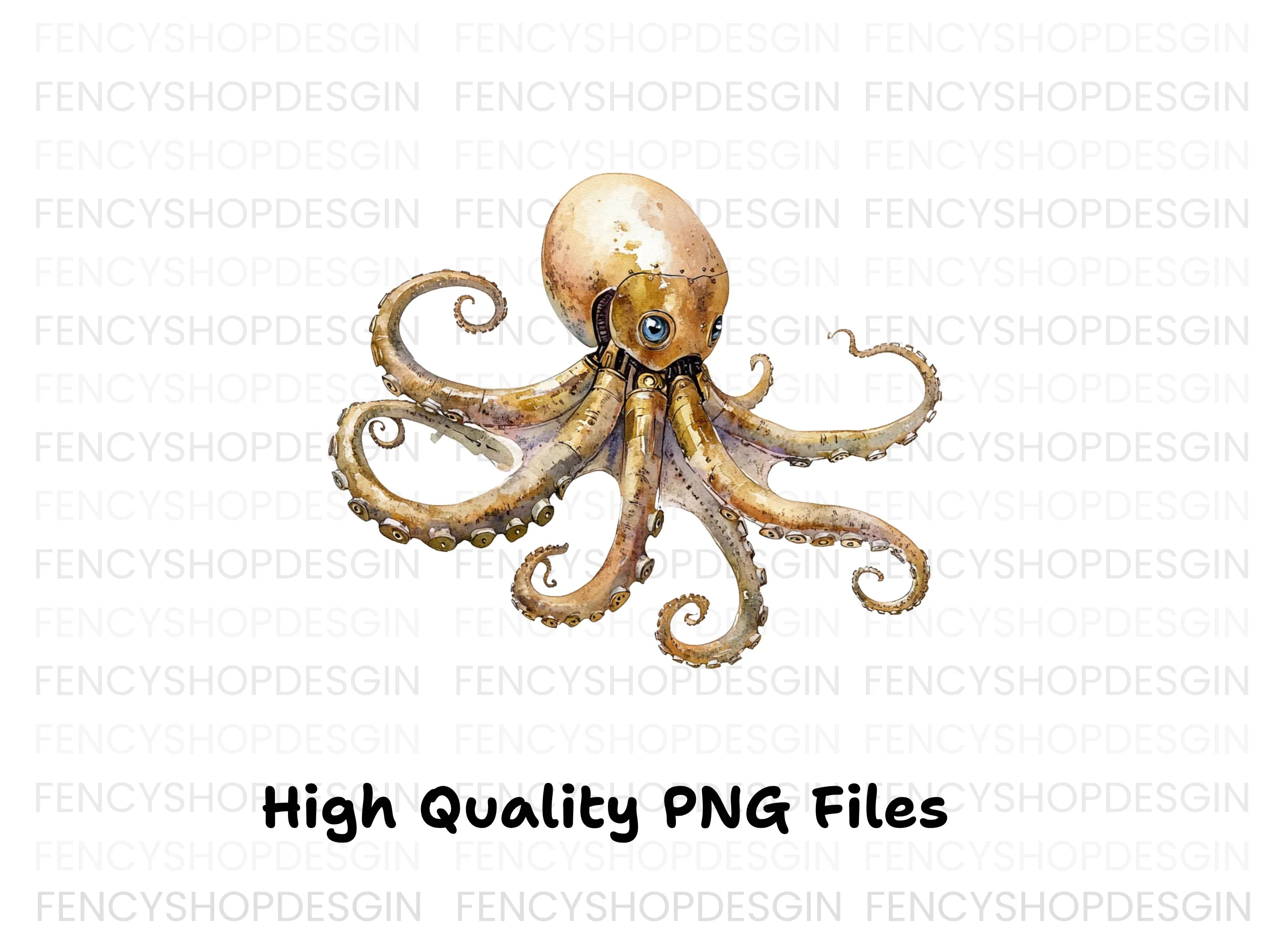 Steampunk Octopus Clipart Bundle