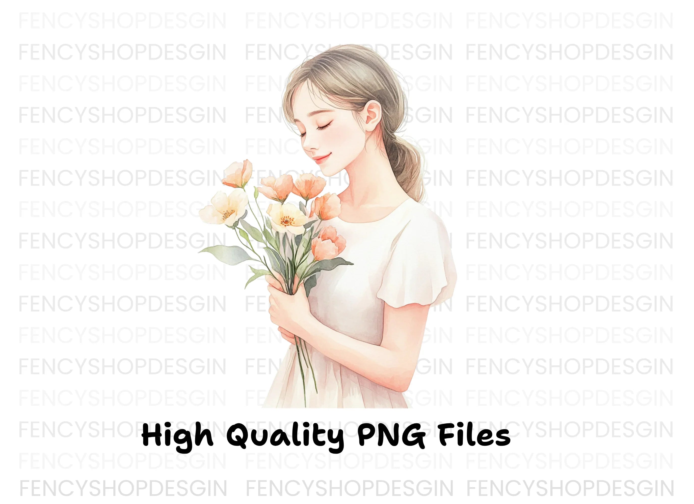 Girls Holding Flowers Clipart Bundle