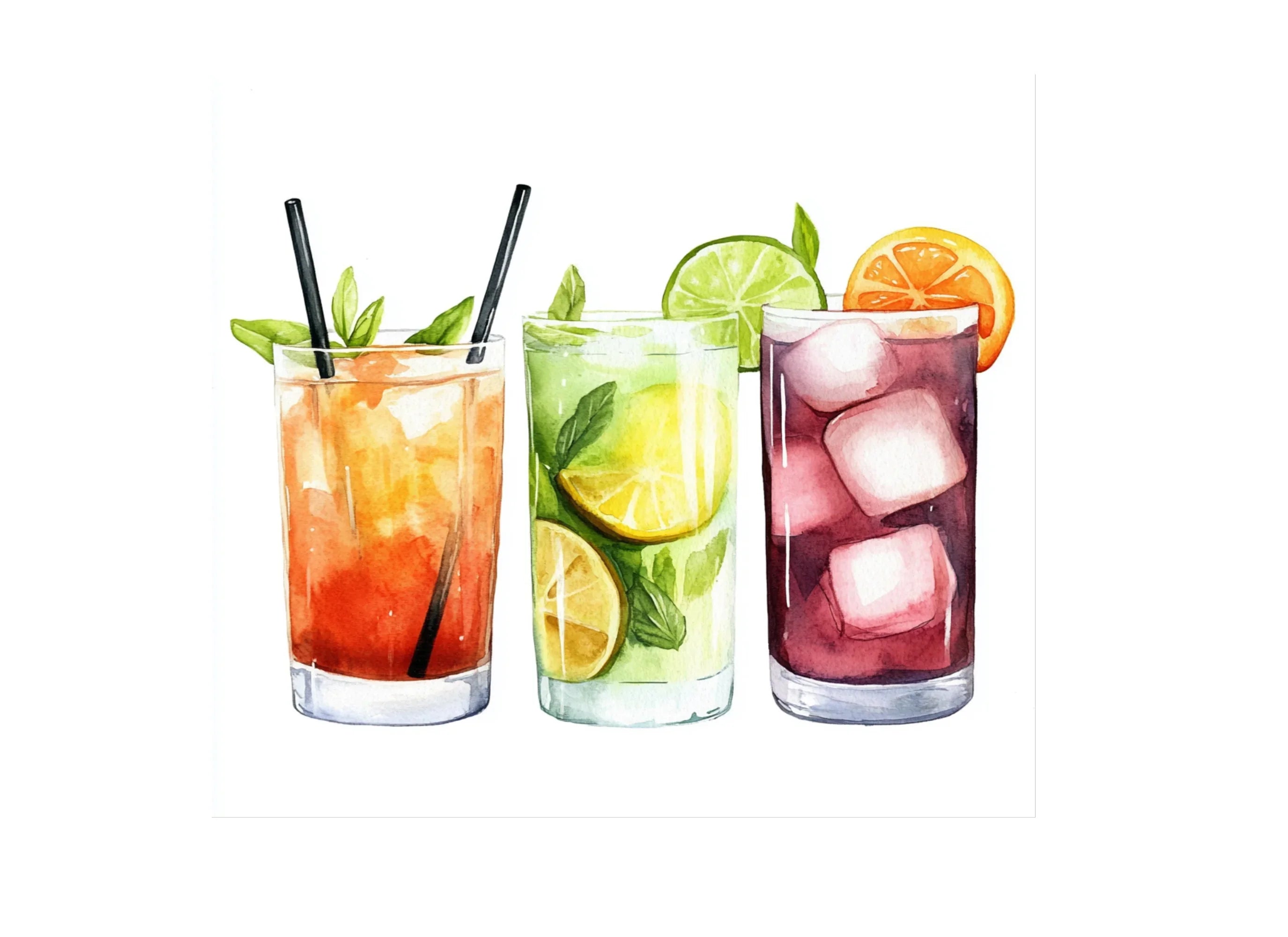 Colorful Iced Drink Clipart Bundle