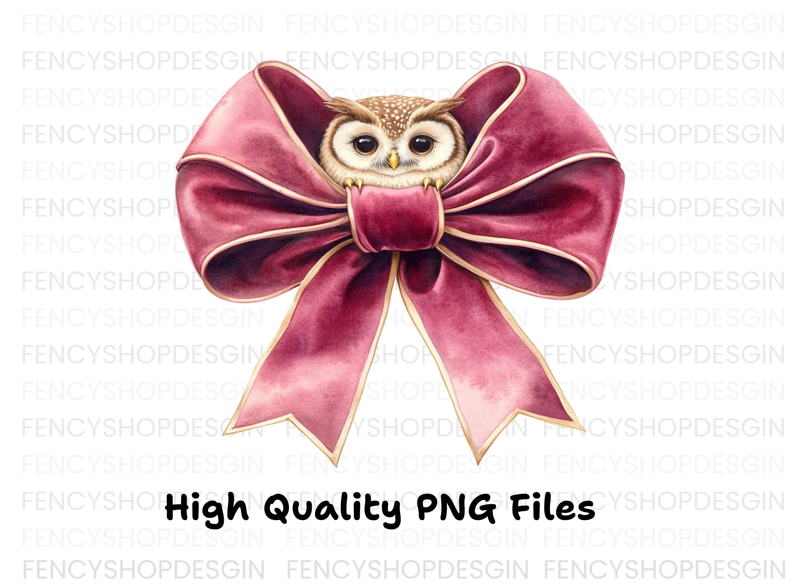 Cute Owl with Pink Bow Clipart Bundle